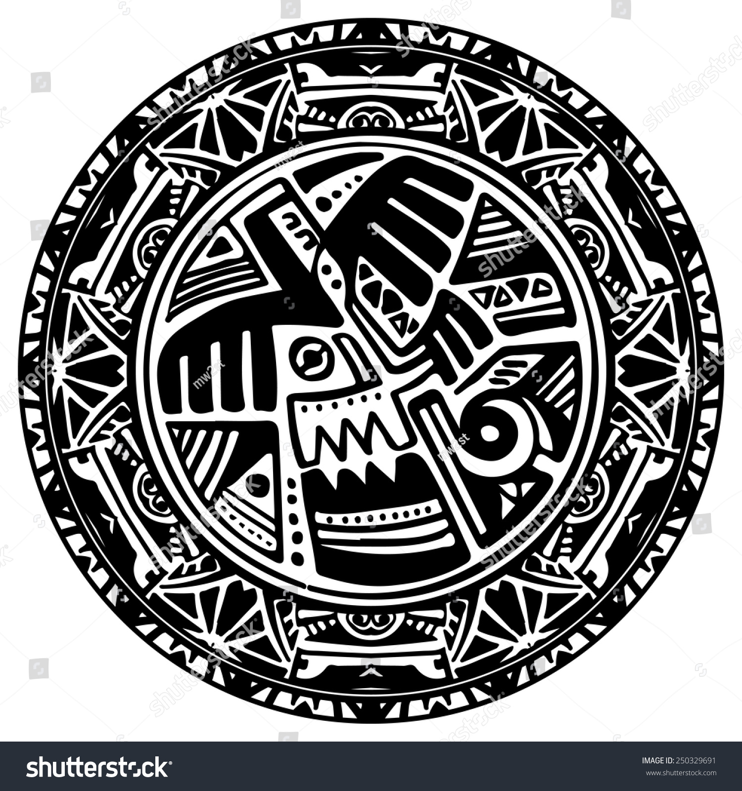 Vector Circle Reminiscent Mayan Calendar Stock Vector 250329691 ...