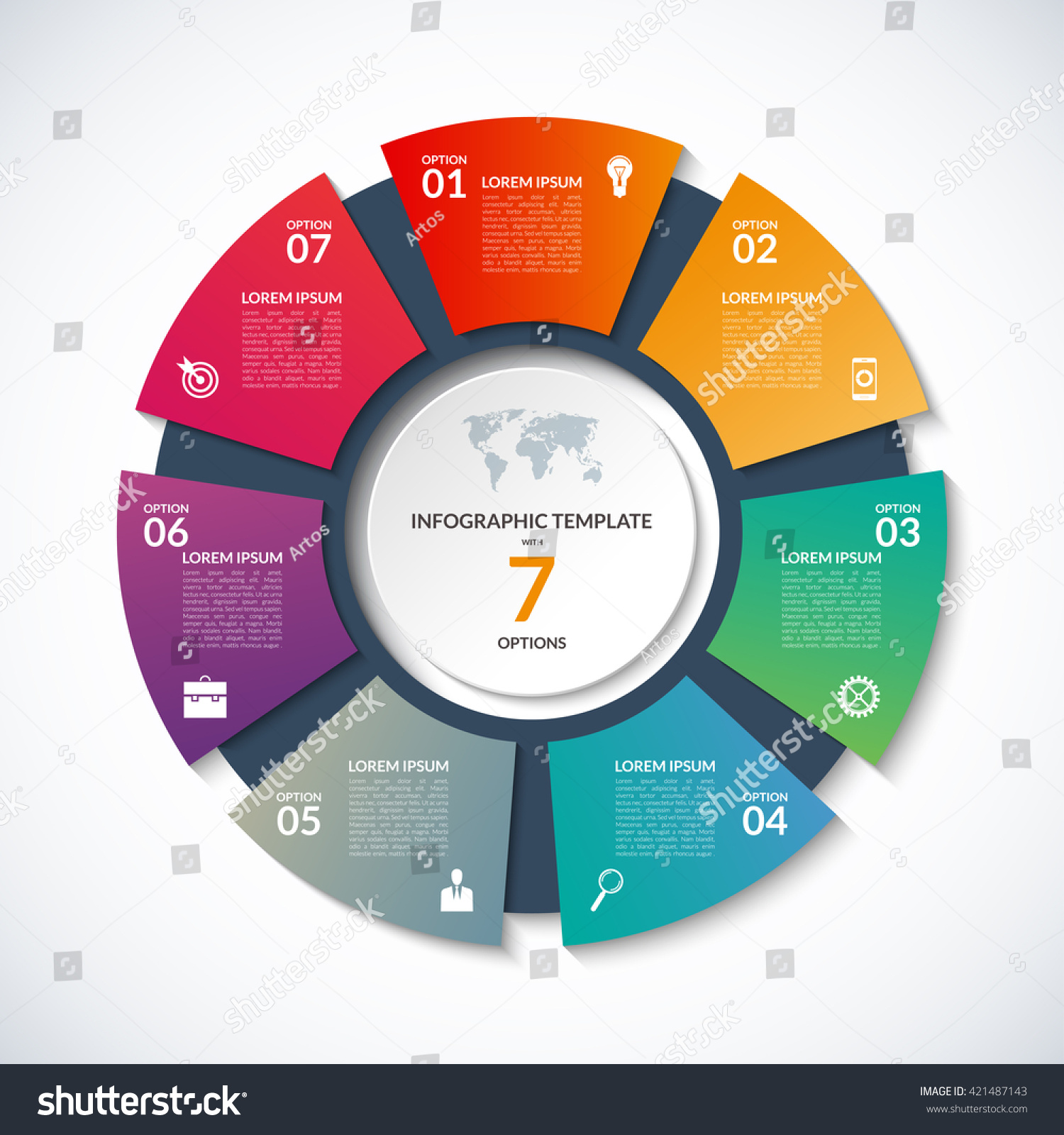 7 segment circle vector Stock Vector Infographics Concept Template Business Circle