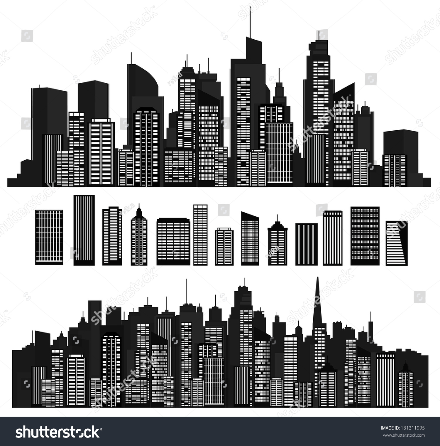 Vector Cities Silhouettes And Elements For Design. - 181311995 ...