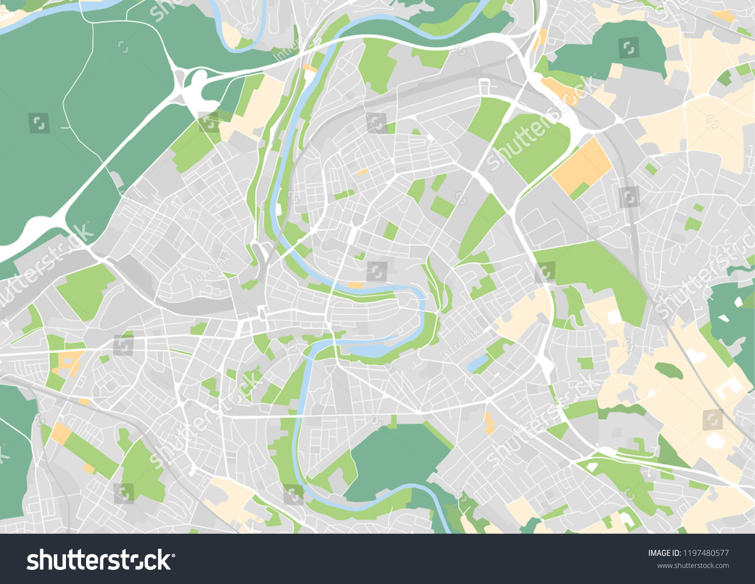 Vektor Stok Vector City Map Bern (Tanpa Royalti) 1197480577 | Shutterstock