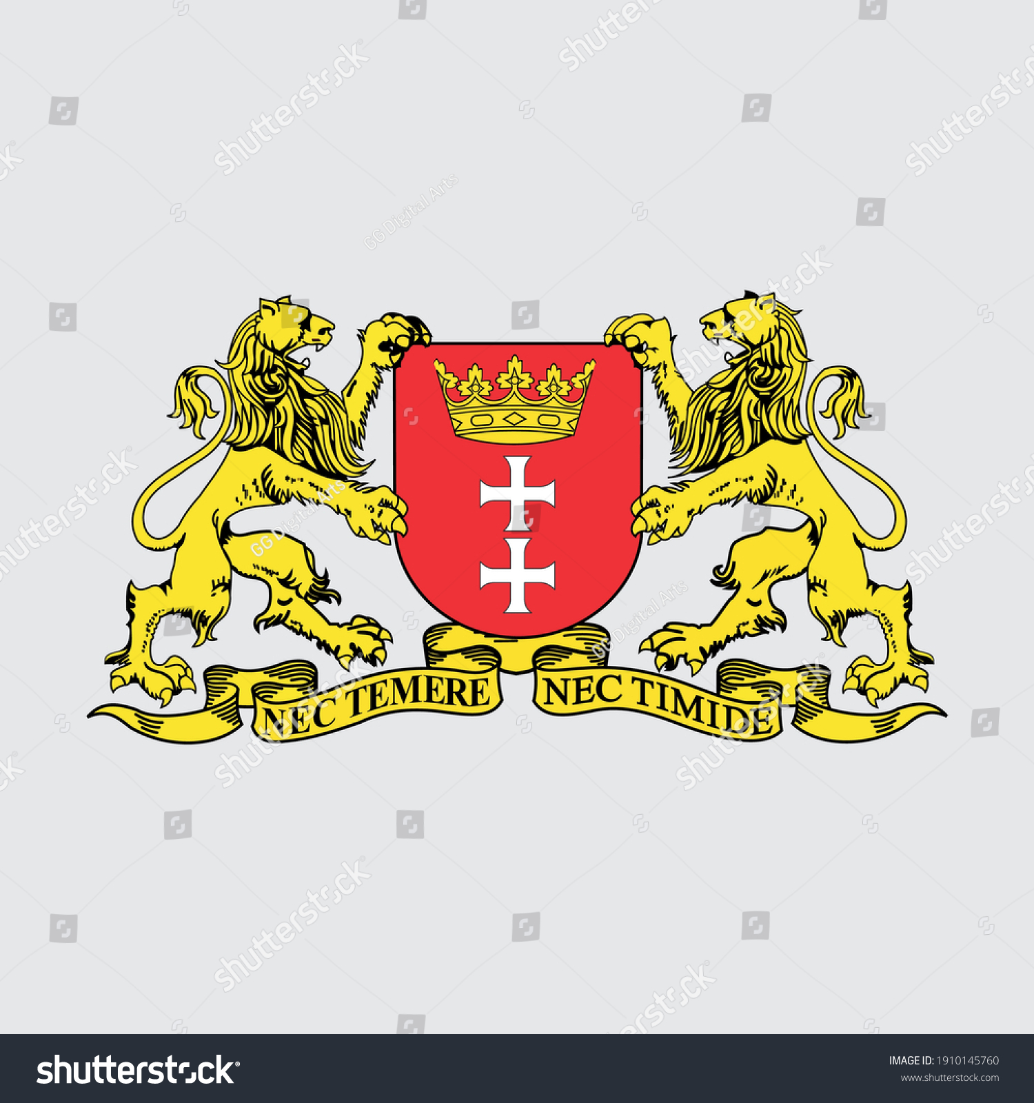 SVG of Vector clip art of a coat of arms of Polish city of Gdansk. Color illustration of a city emblem. svg