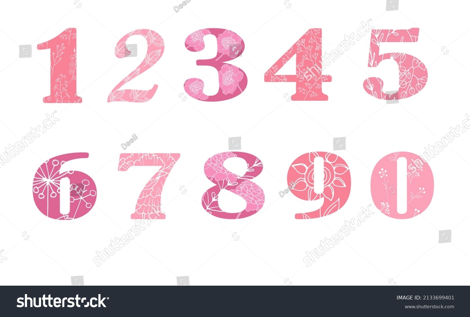 vector-clipart-set-numbers-boho-style-stock-vector-royalty-free