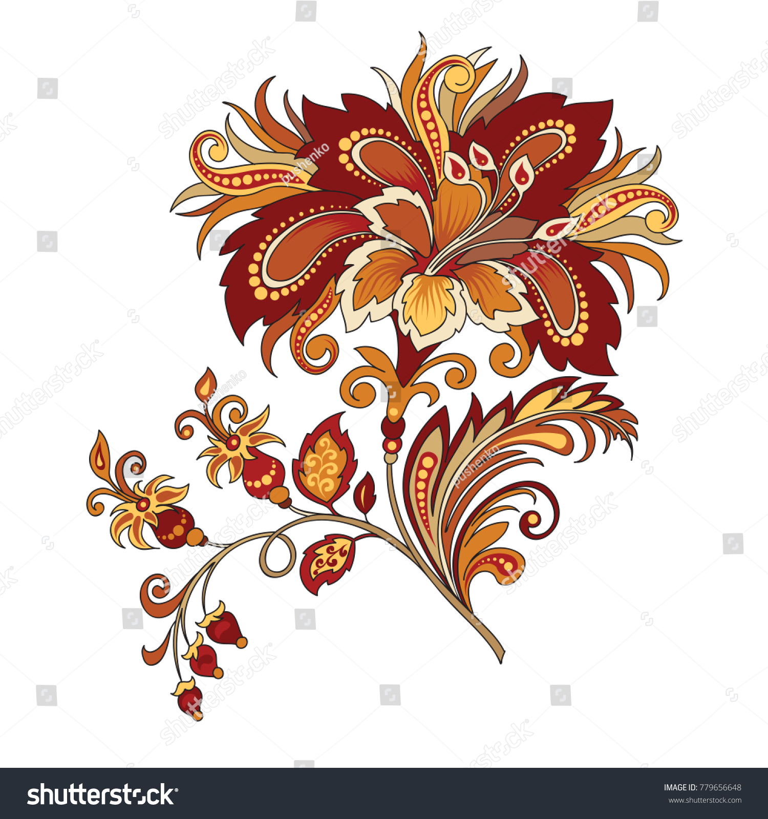 Vector Clipart Decorative Abstract Red Flower Stock Vector (Royalty ...