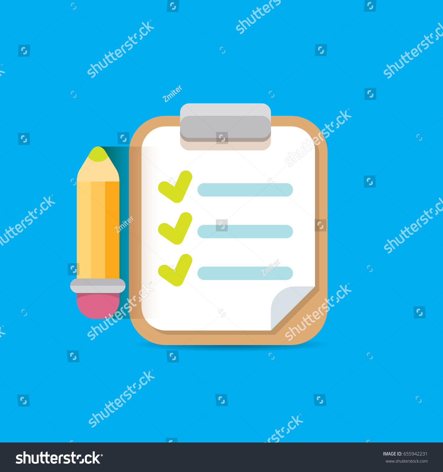 Vector Clipboard Icon Green Checkmarks Otange Stock Vector (Royalty ...