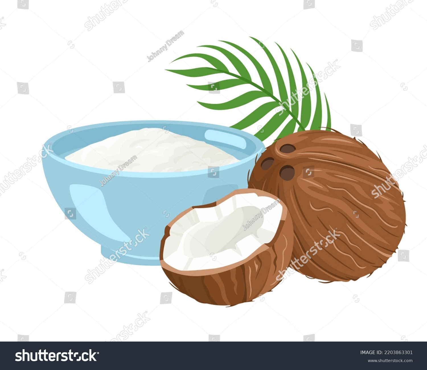 SVG of Vector coconut flour in bowl. Cartoon simple healthy food illustration. svg