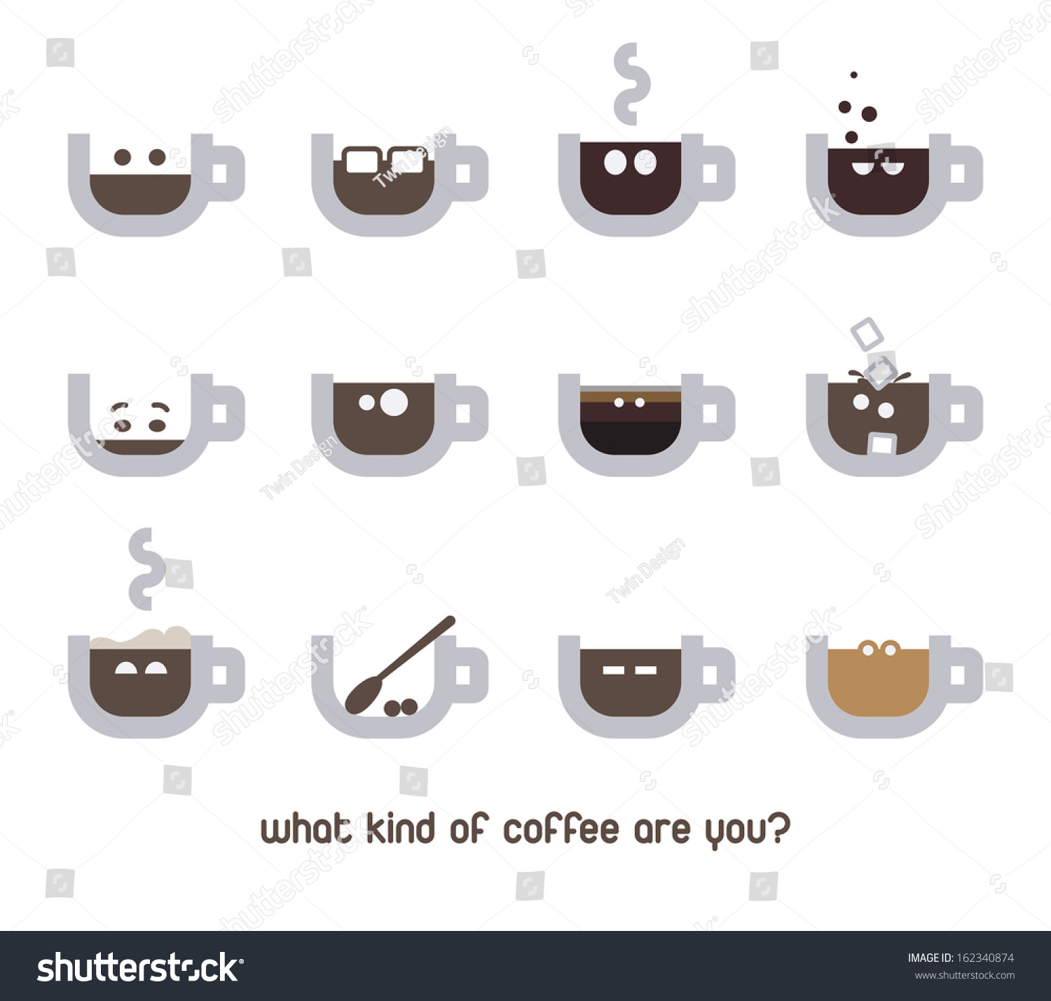 Vector Coffee Emotions Emoticons Stock Vector 162340874 Shutterstock