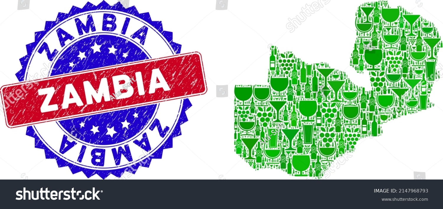 Vector Collage Wine Zambia Map Grunge Stock Vector (Royalty Free) 2147968793 Shutterstock