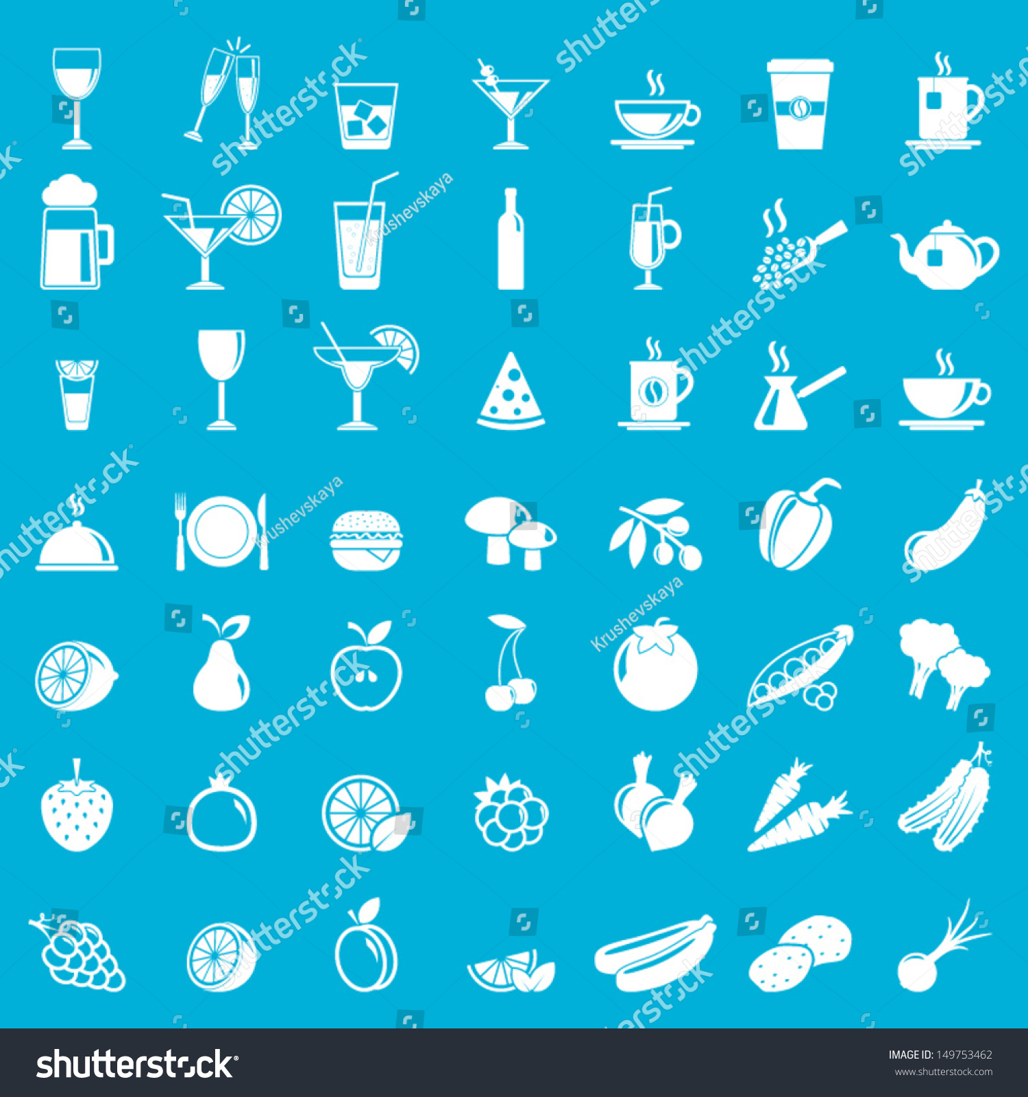 Vector Collection Food Icons Stock Vector Royalty Free 149753462 Shutterstock 