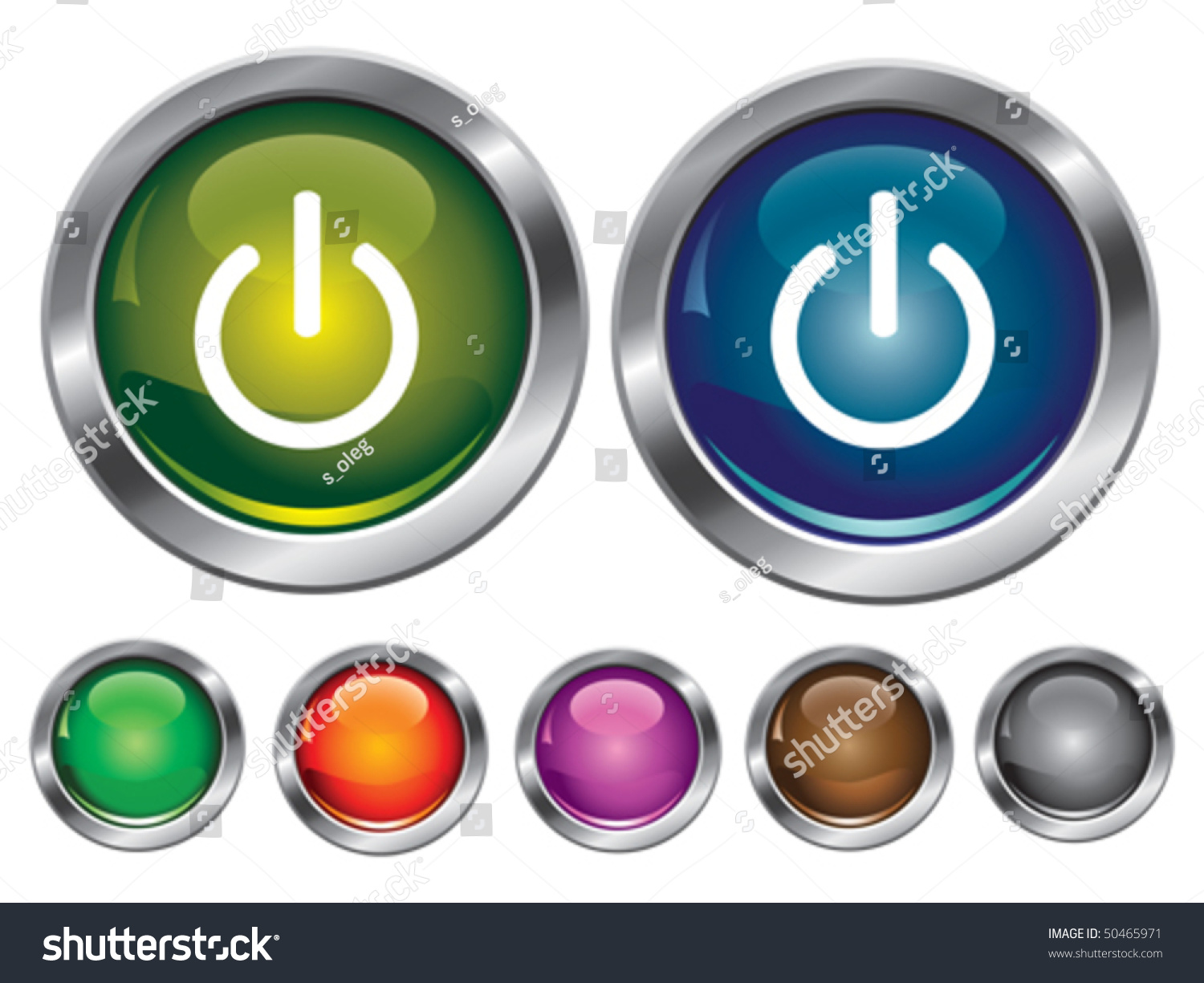 Vector Collection Icons With Power Off Sign, Empty Button Included ...