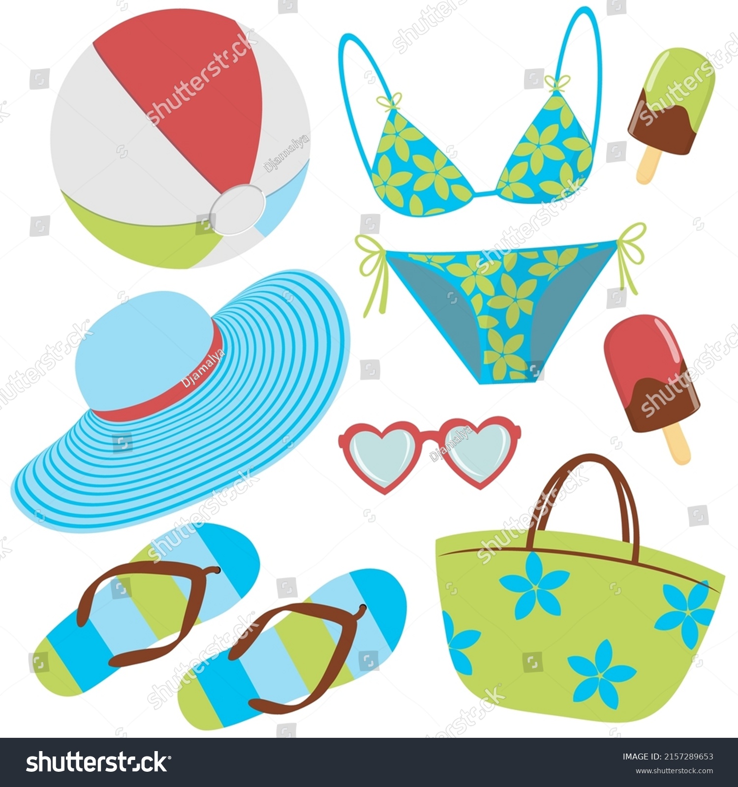 Vector Collection Beach Themed Images Stock Vector (Royalty Free ...