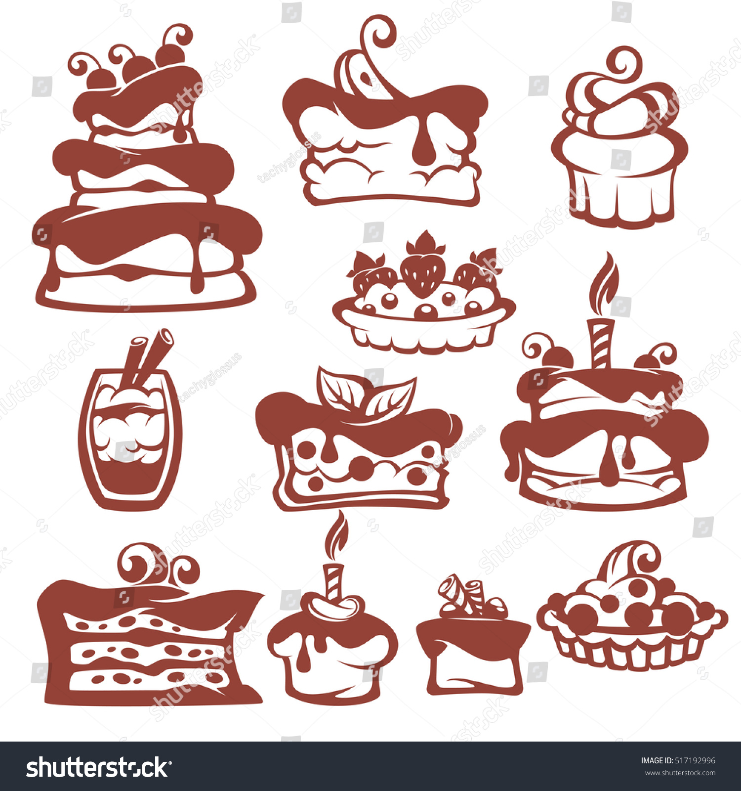 Vector Collection Cakes Images Symbols Emblems Stock Vector 517192996 ...