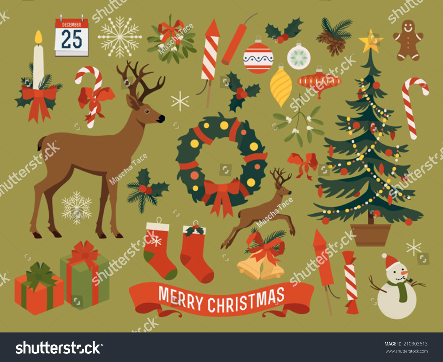 Vector Collection Christmas Items Elements Decorations 