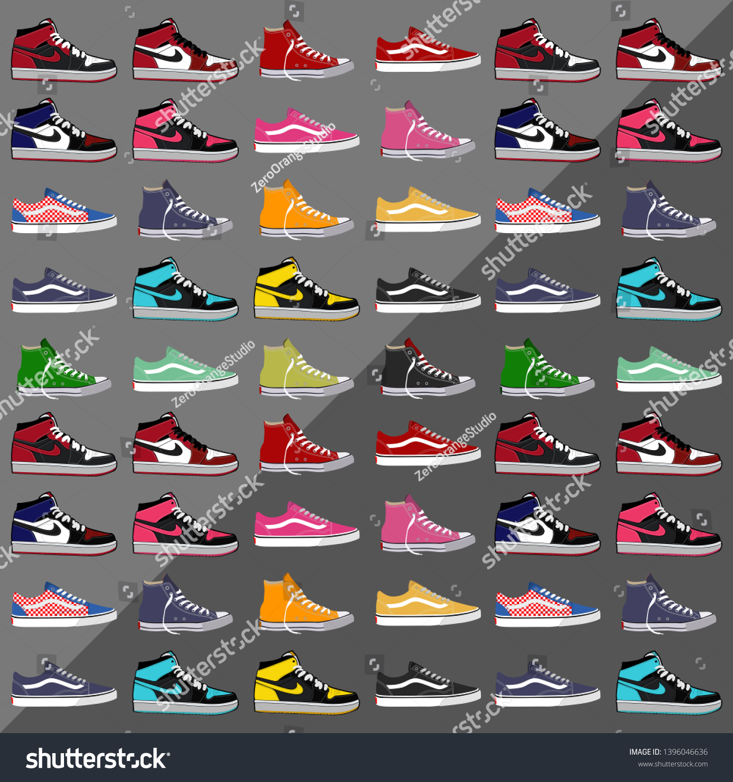 Vector Collection Cool Sneakers Vans Air Stock Vector (Royalty ...