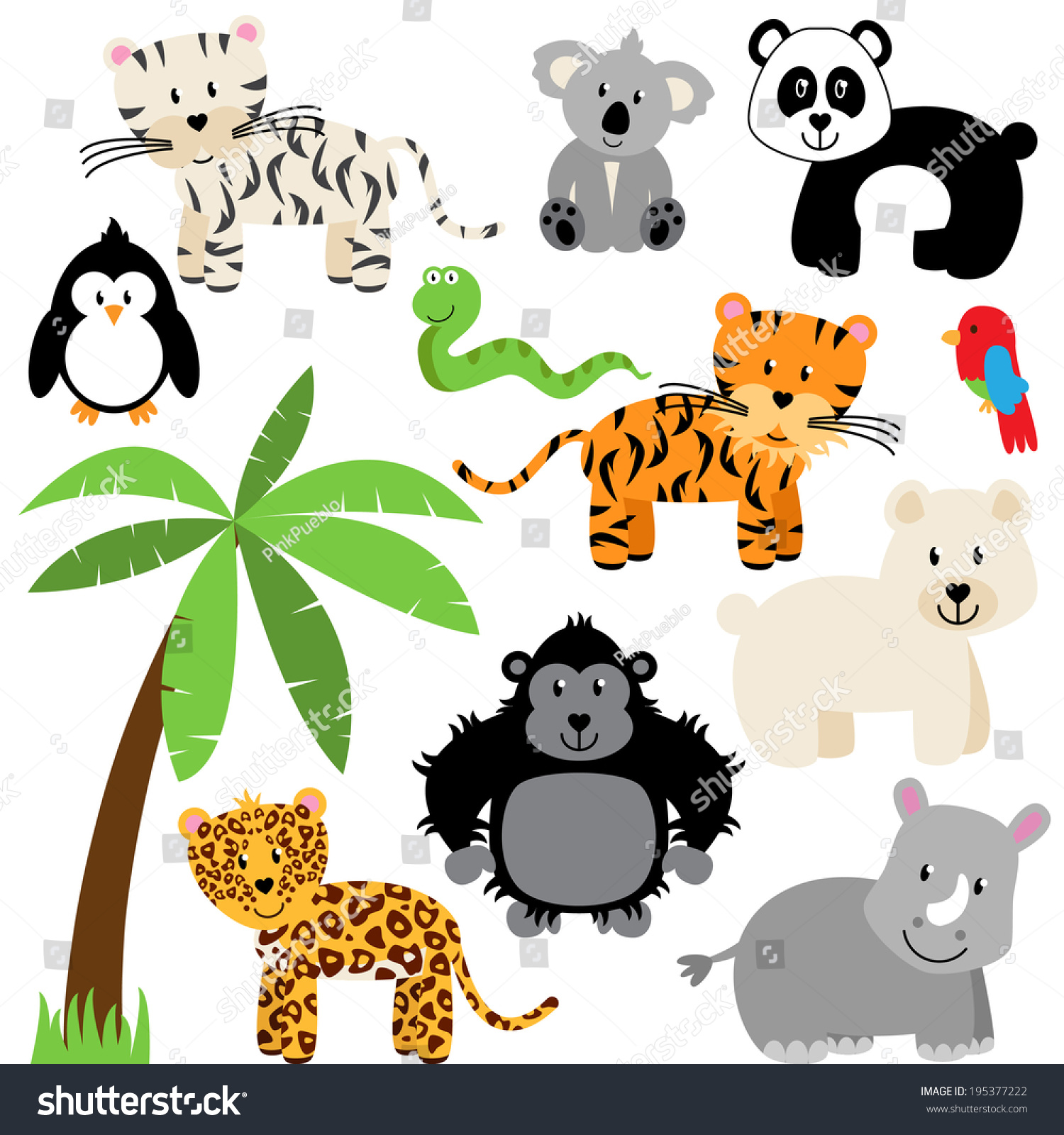 vector collection cute zoo jungle wild stock vector royalty free