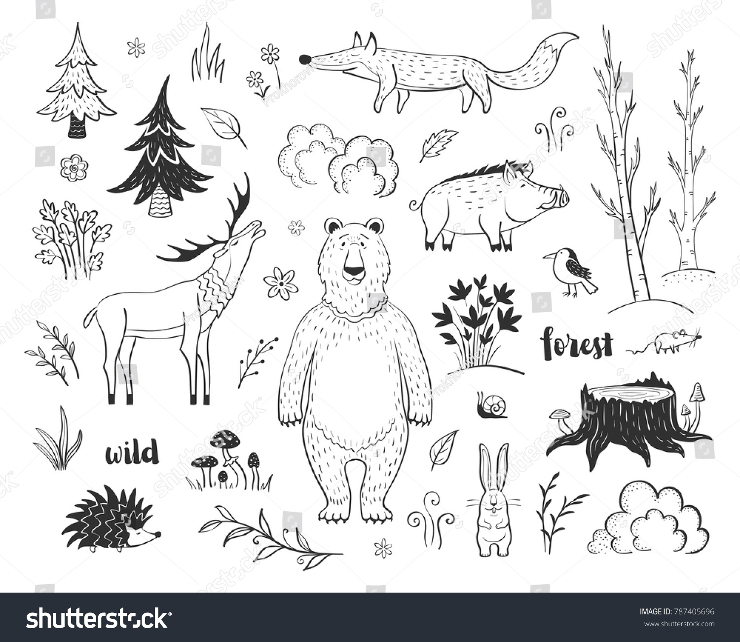 Forest doodle Images, Stock Photos & Vectors | Shutterstock