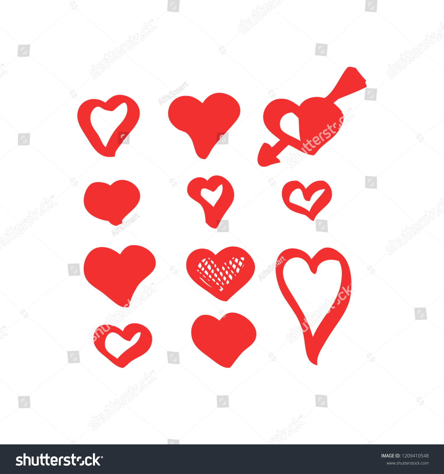 Vector Collection Hand Drawn Hearts Stock Vector Royalty Free 1209410548 Shutterstock 3959