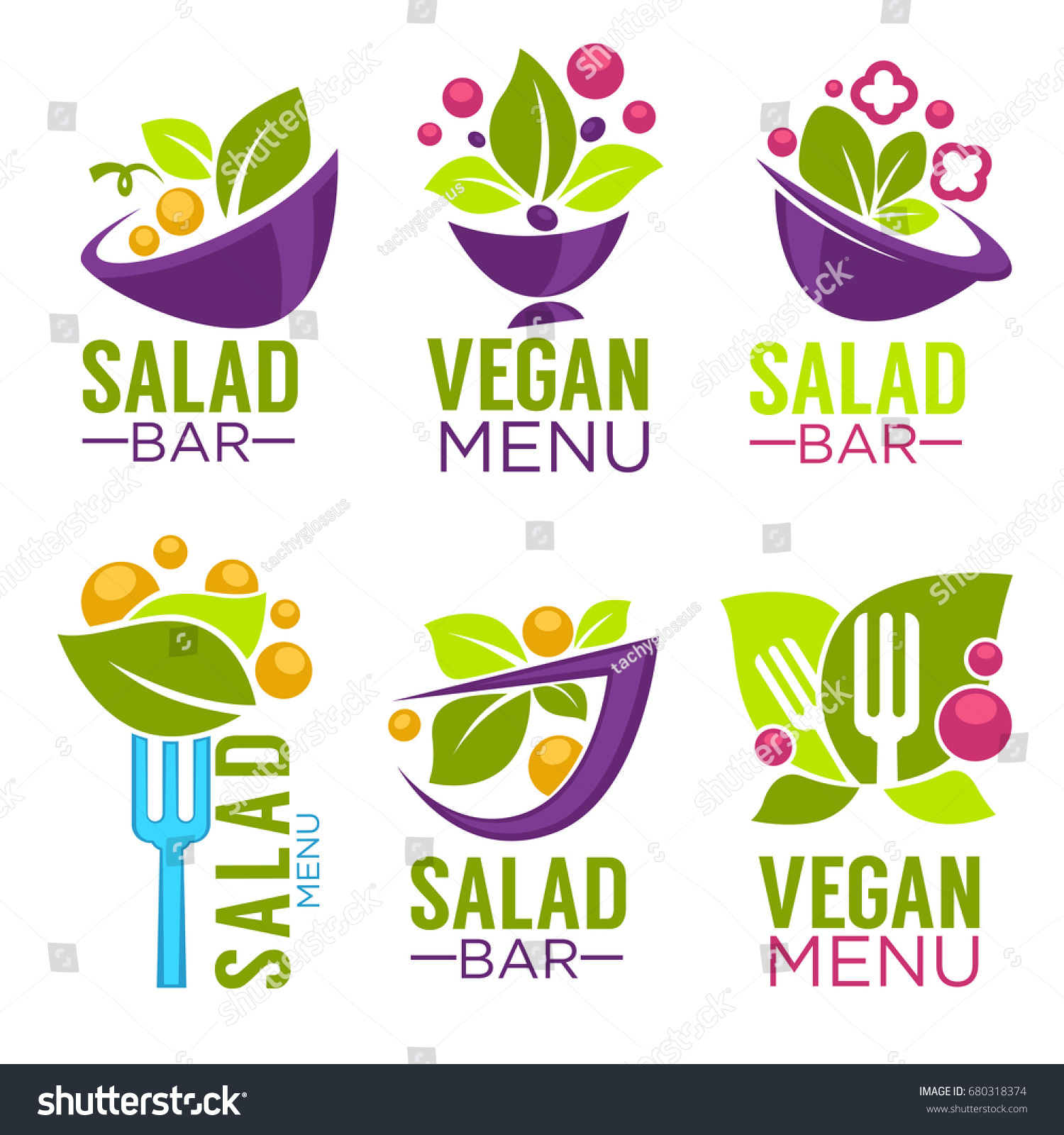 Vector Collection Healthy Cooking Logo Organic Stock Vector Royalty Free