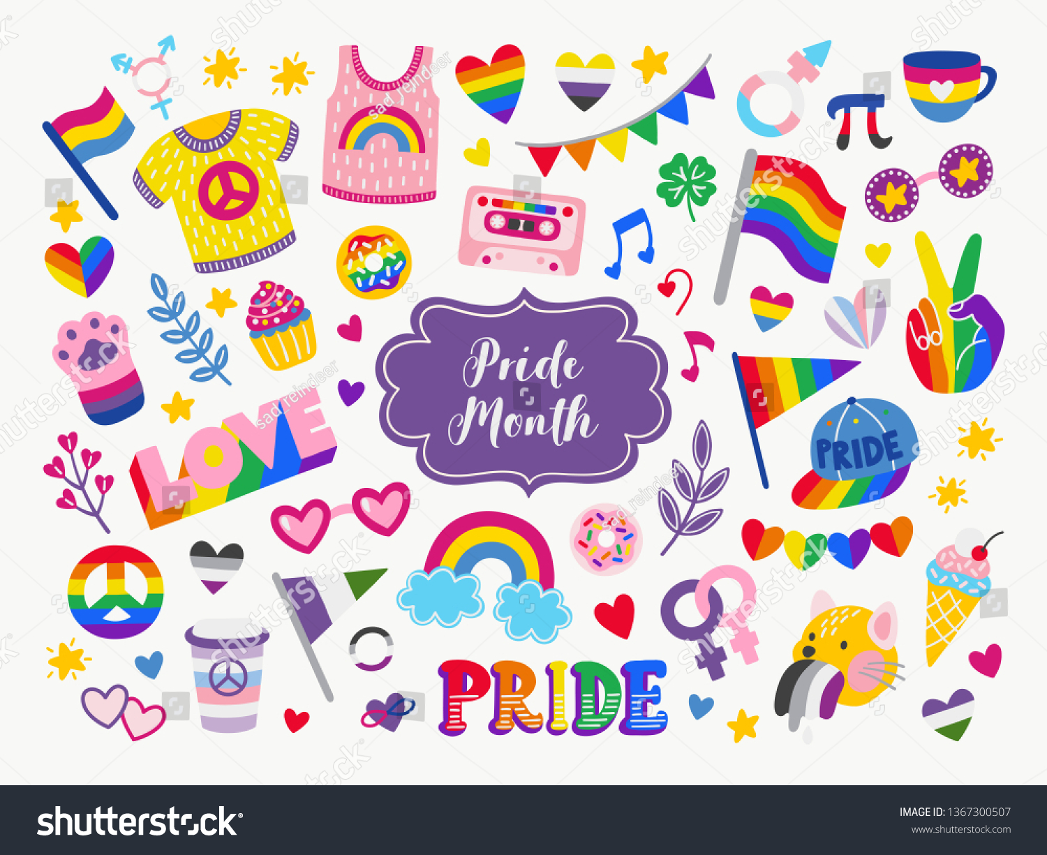 Vector Collection Lgbtq Community Symbols Pride Stock Vector Royalty Free 1367300507 9070