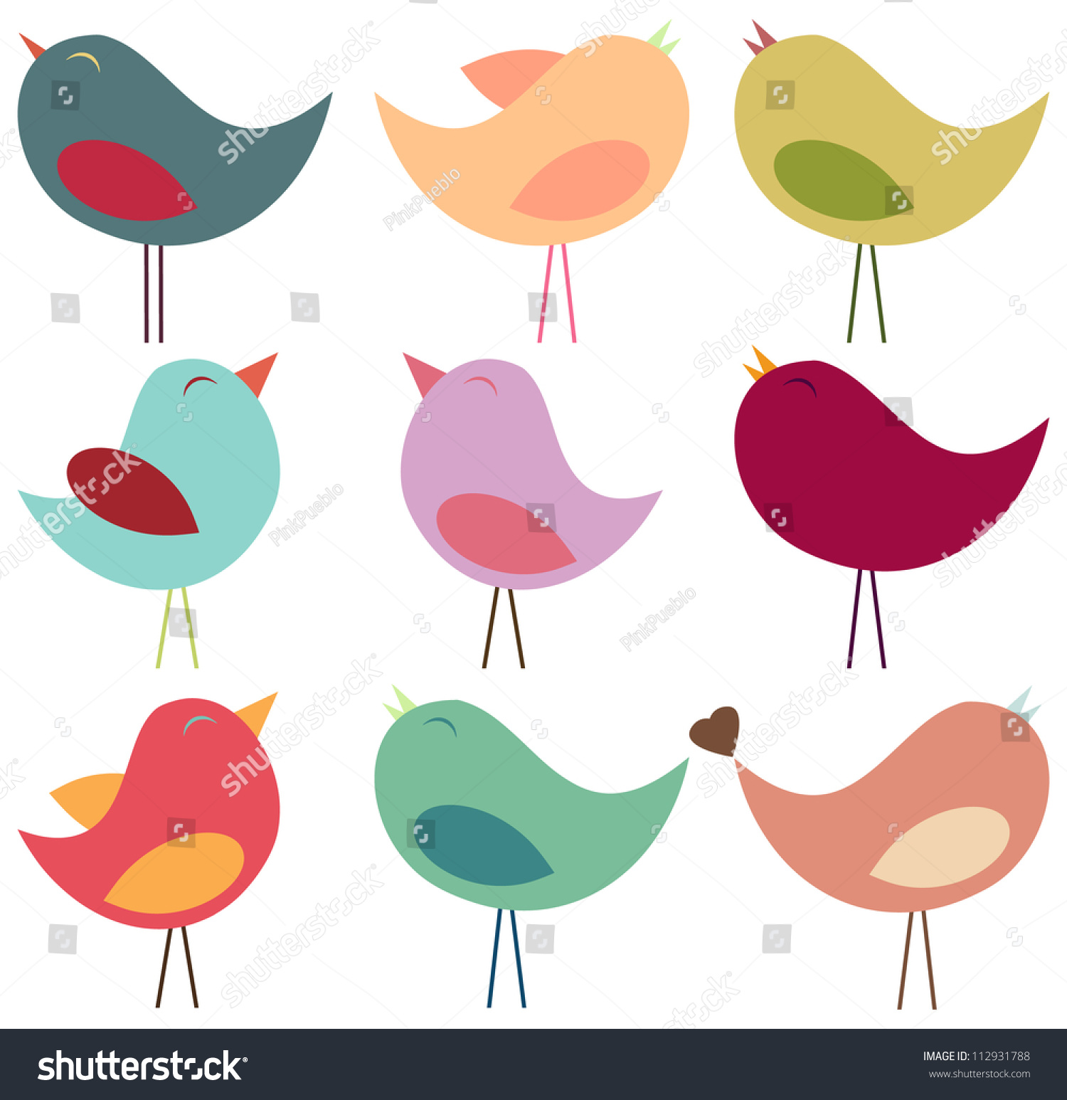 Vector Collection Of Pastel Birds - 112931788 : Shutterstock