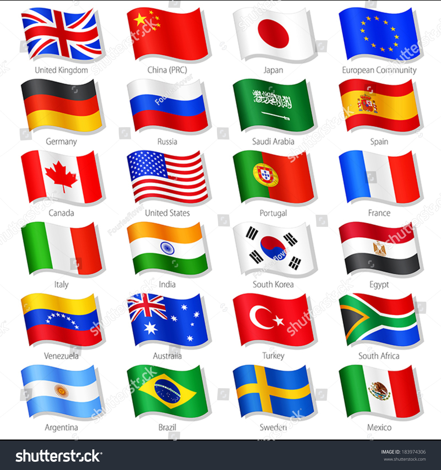 Vector Collection Twentyfour Top World Countries Stock Vector 183974306 ...