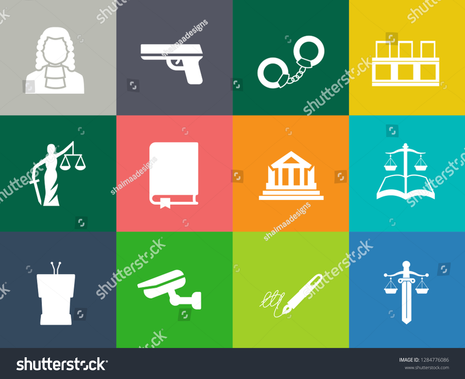 Vector Collection Set Law Justice Icons Stock Vector Royalty Free