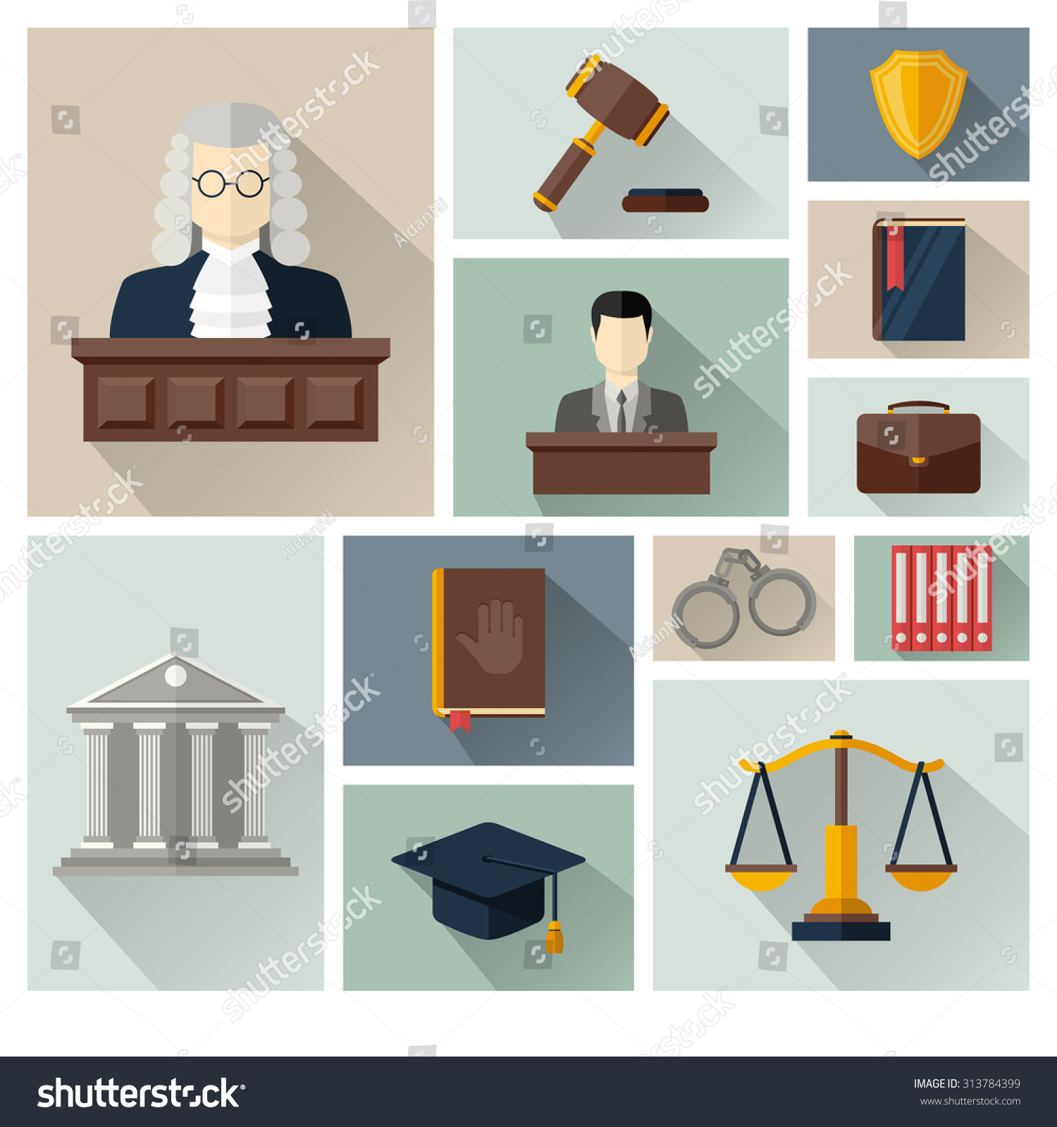 Vector Collection Set Law Justice Icons Stock Vector (Royalty Free ...