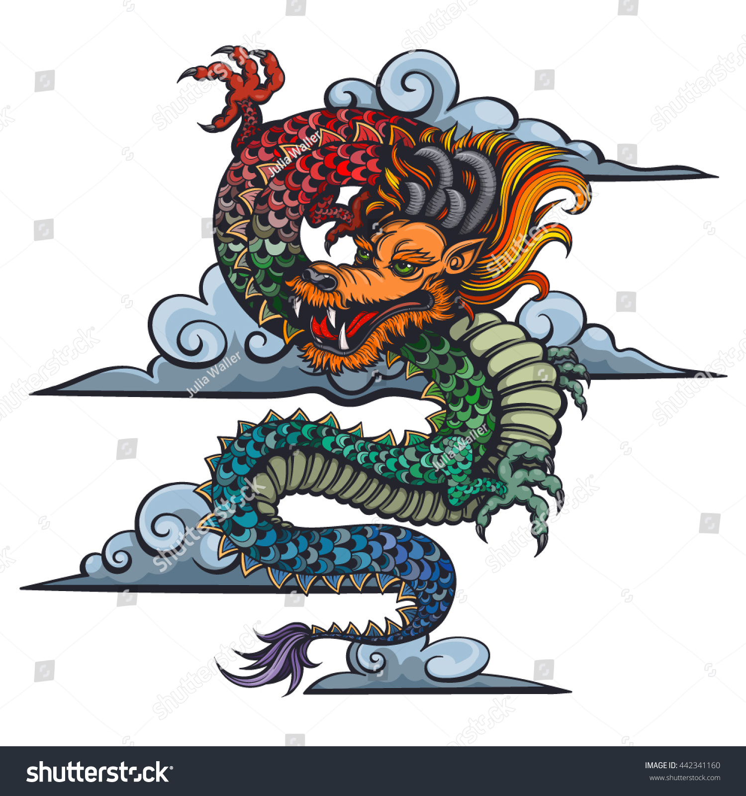 Vector Color Dragon Illustration - 442341160 : Shutterstock