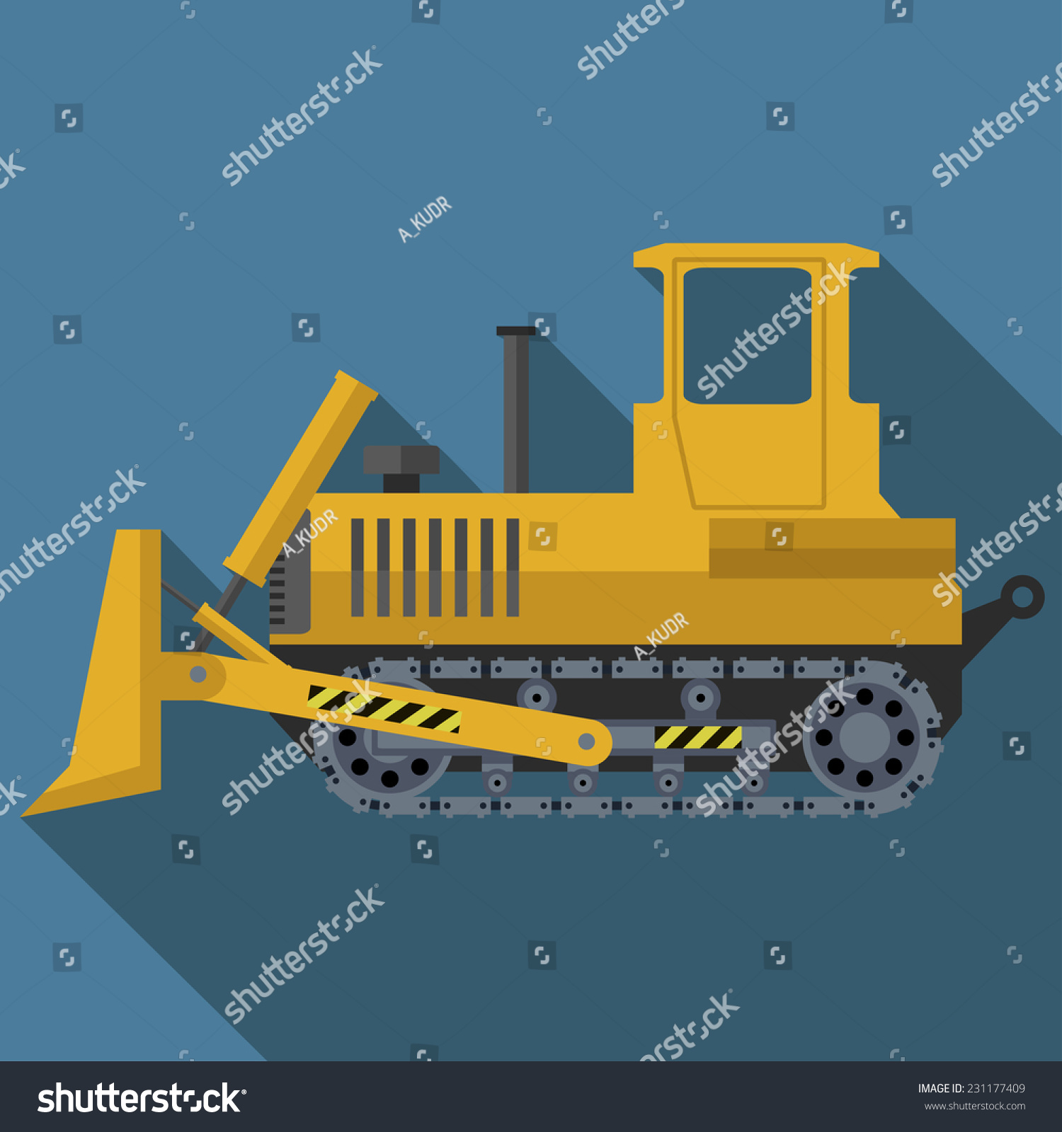 Vector Color Flat Bulldozer Icon. Eps10 - 231177409 : Shutterstock