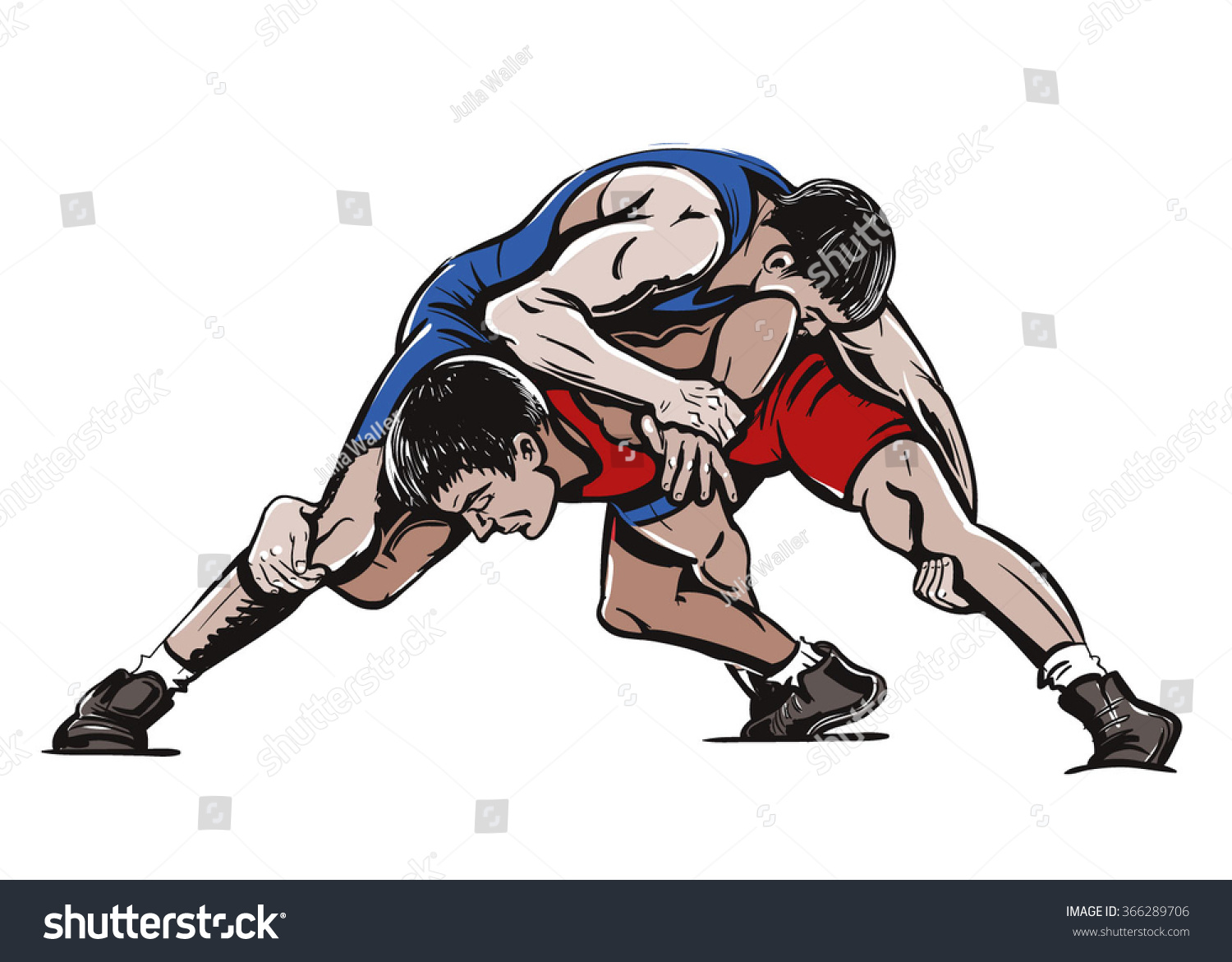 Vector Color Freestyle Wrestling Illustration - 366289706 : Shutterstock