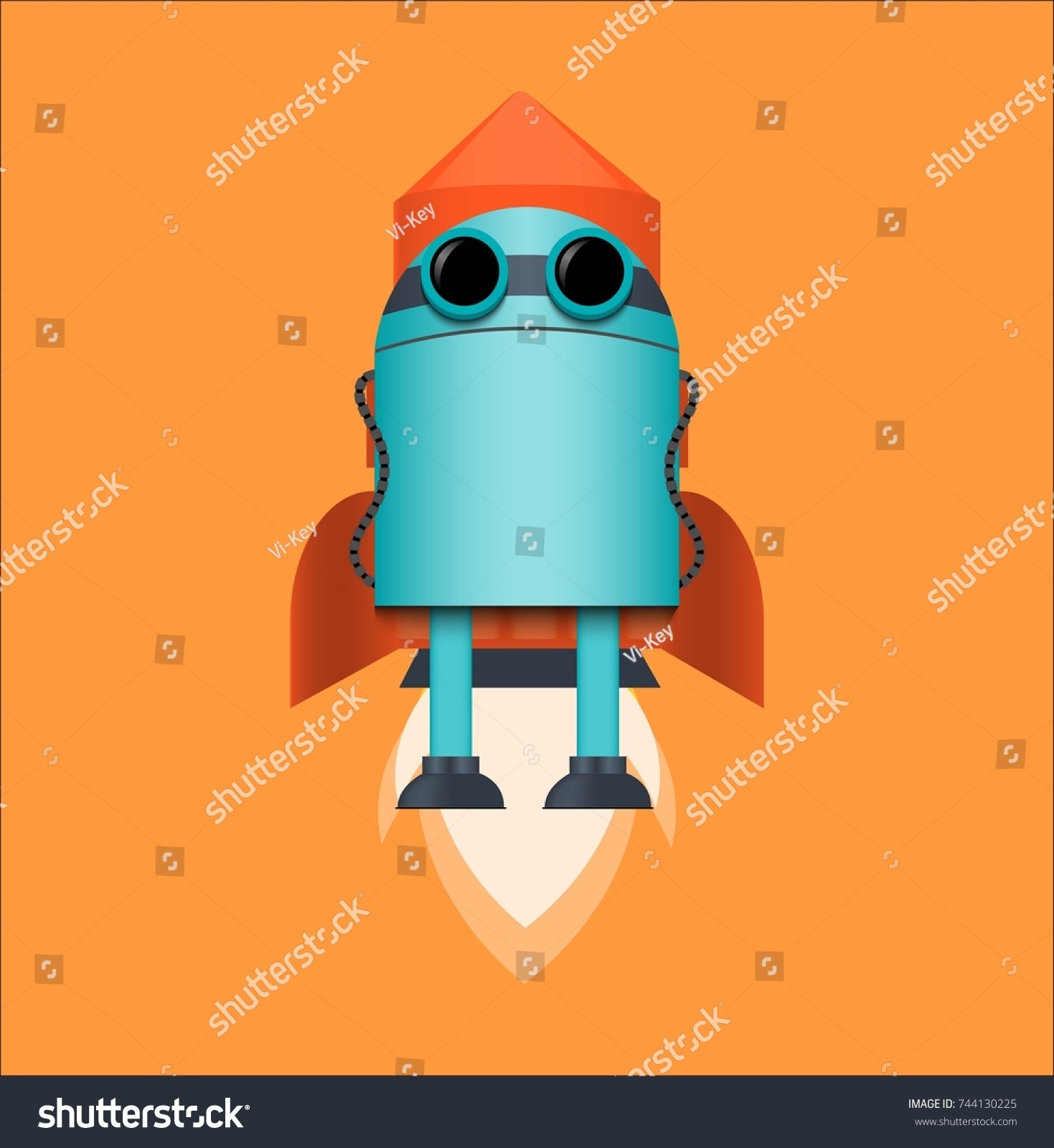 Vector Color Isolated Rocket Blue 3d Stock Vector (Royalty Free