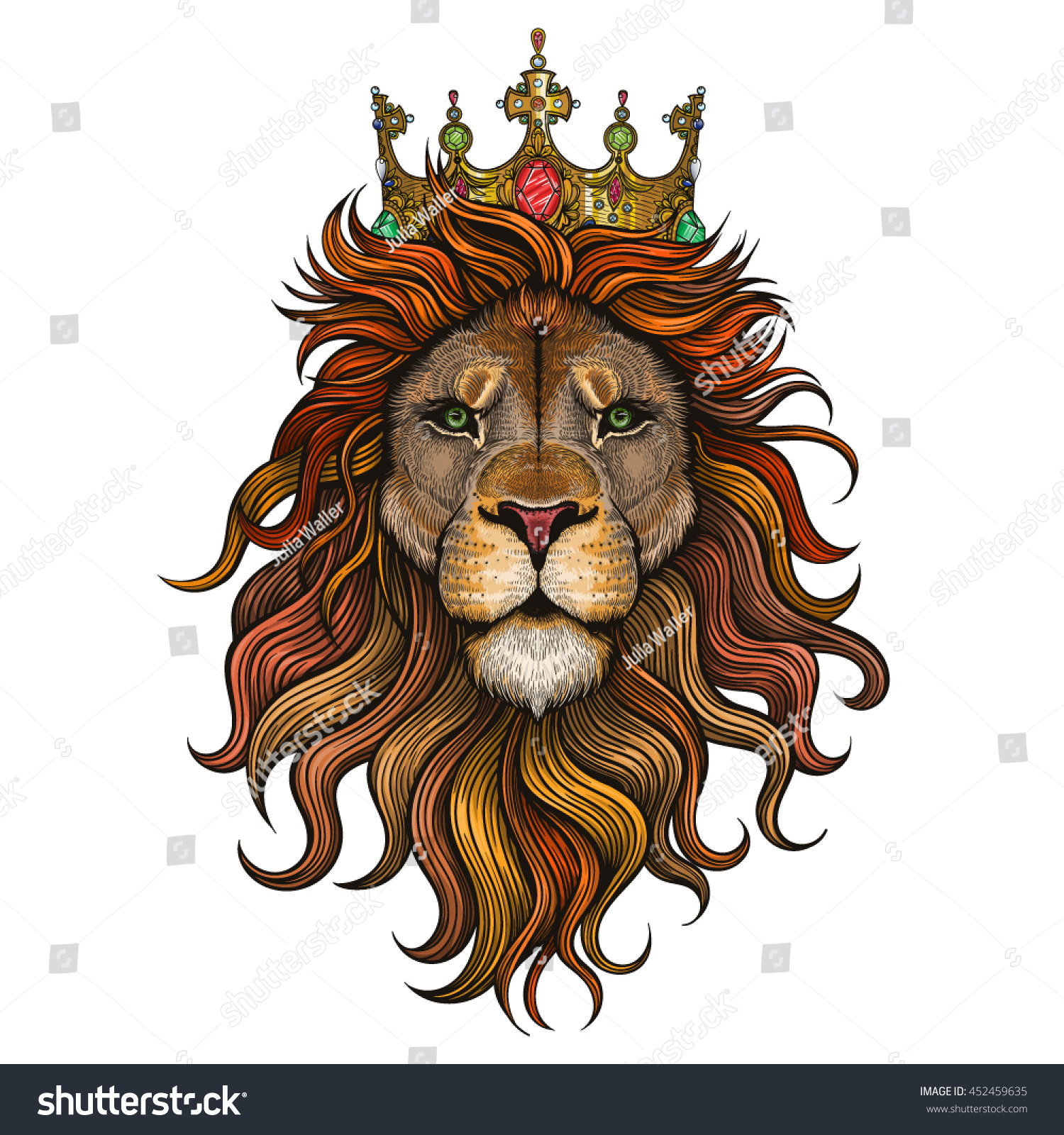 Vector Color King Lion Illustration Stock Vector Royalty Free 452459635