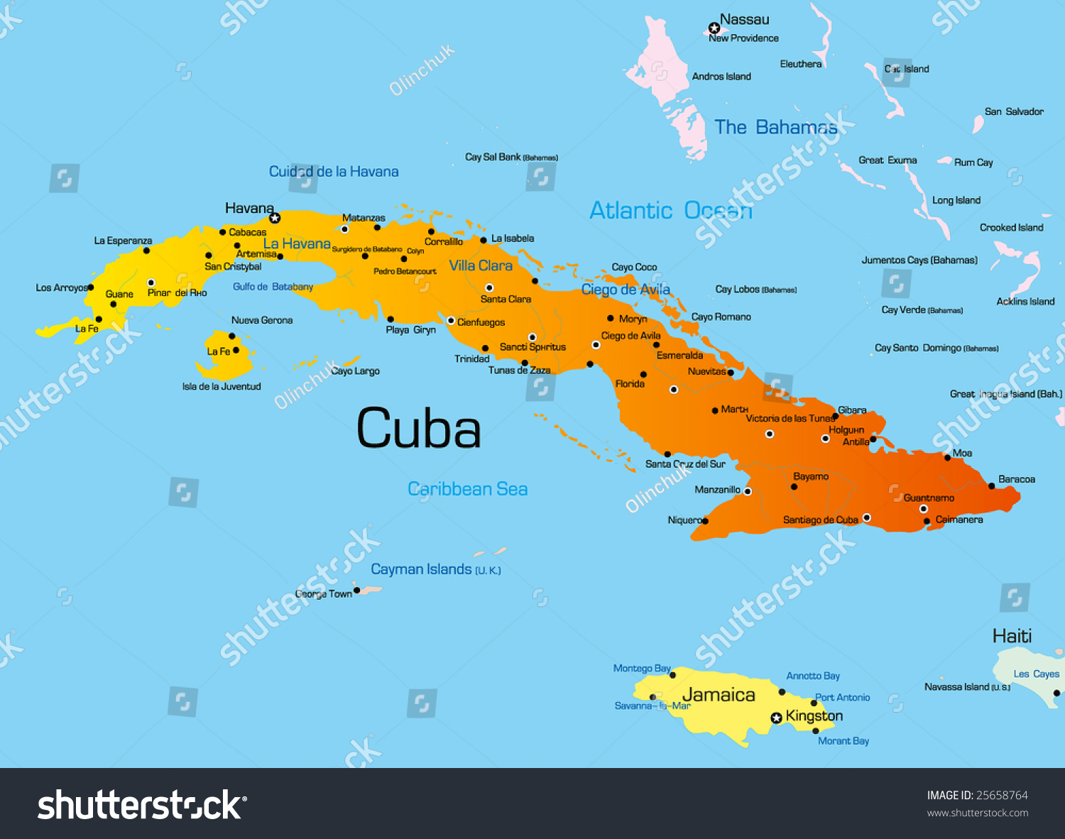 Vector Color Map Cuba Country Stock Vector 25658764 - Shutterstock