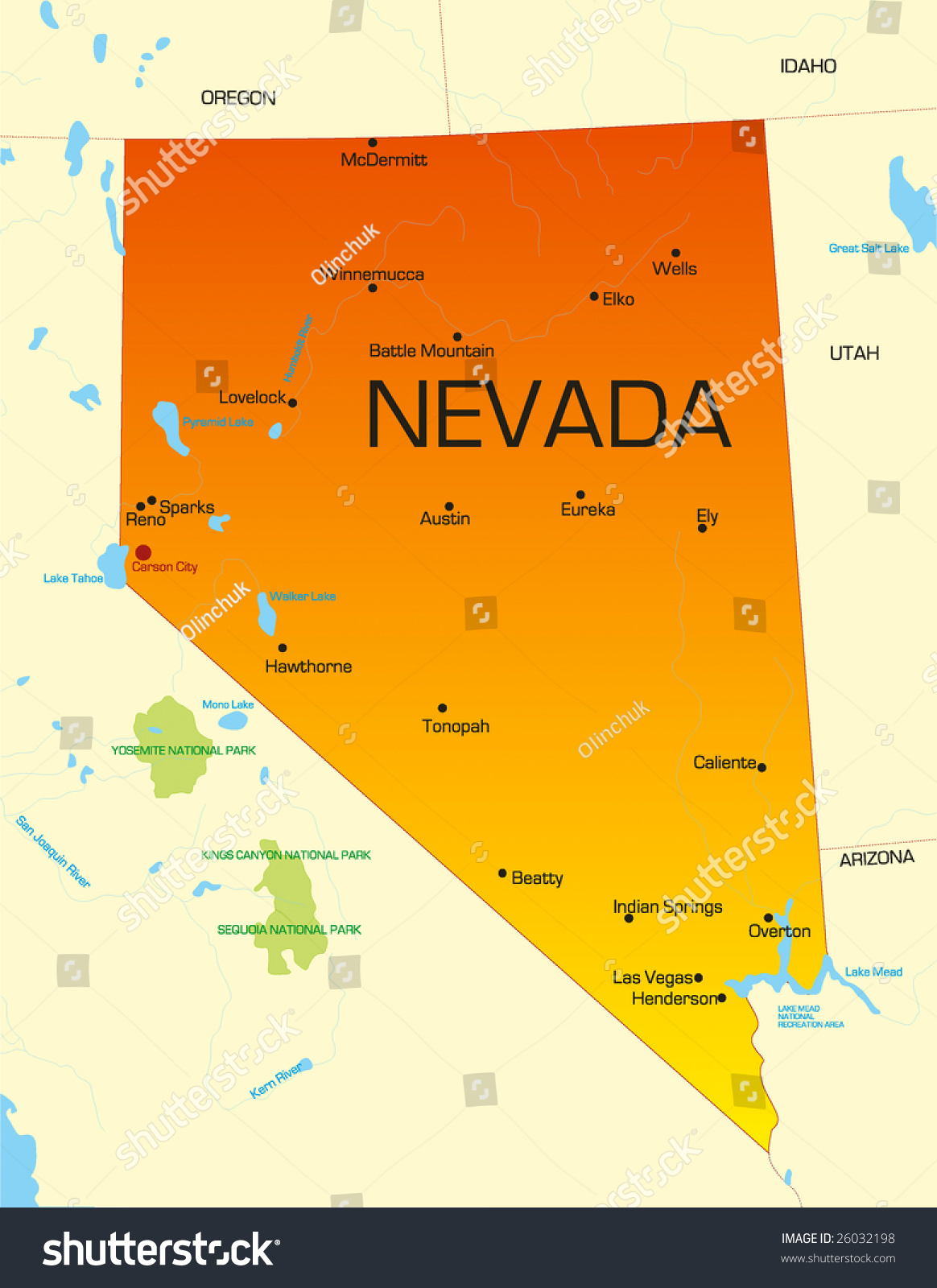Vector Color Map Nevada State Usa Vetor Stock Livre De Direitos 26032198 Shutterstock 3471