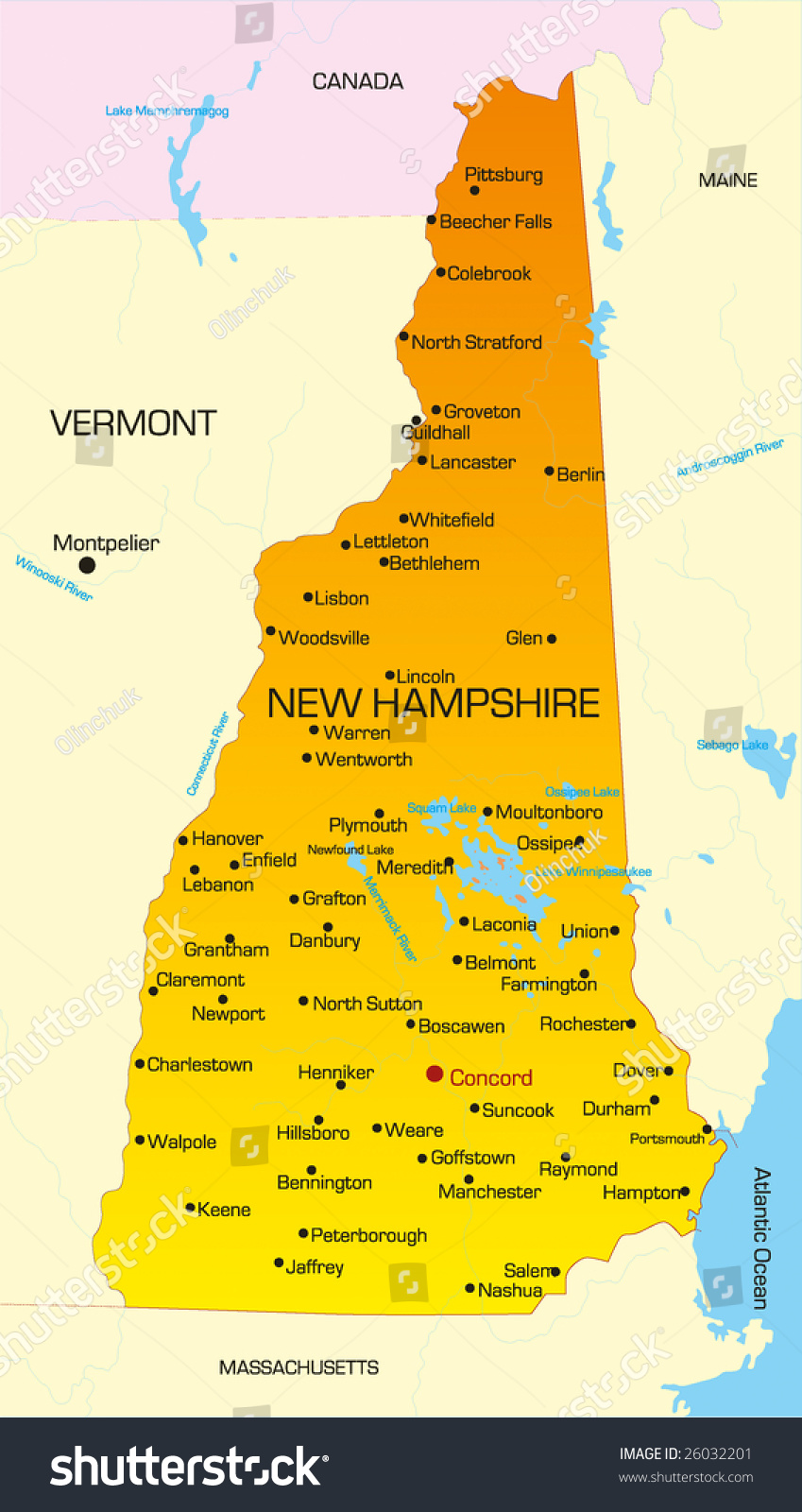 SVG of Vector color map of New Hampshire state. Usa svg
