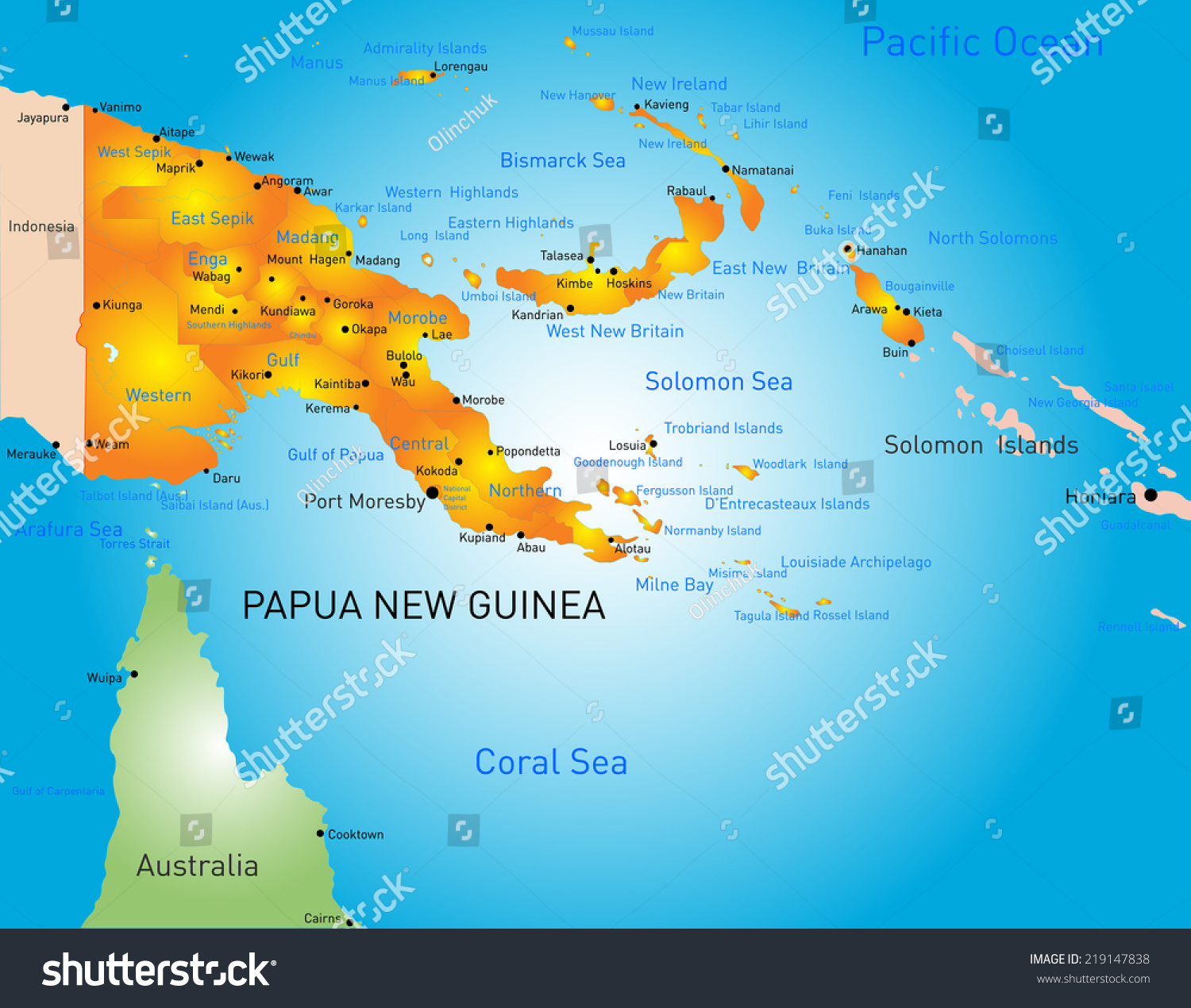 Vector Color Map Papua New Guinea Stock Vector 219147838 ~ mapvoice