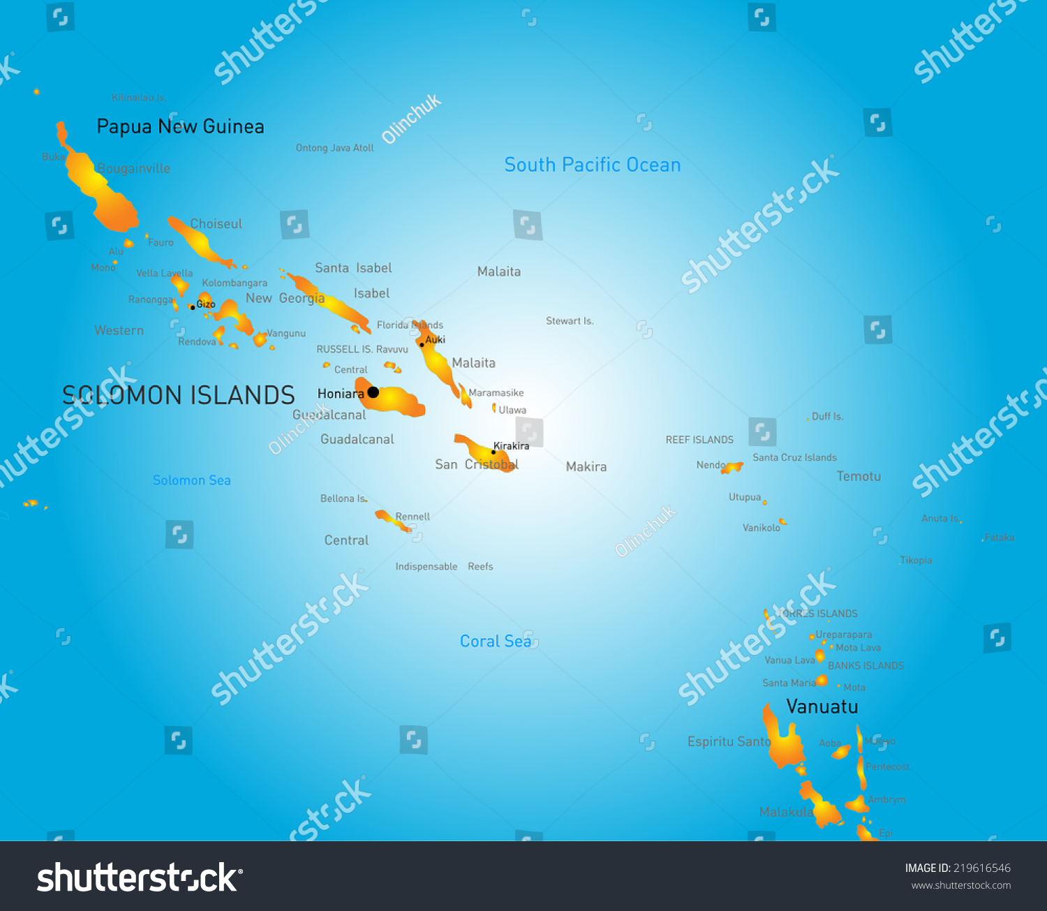 Vector Color Map Soloman Island Stock Vector (Royalty Free) 219616546