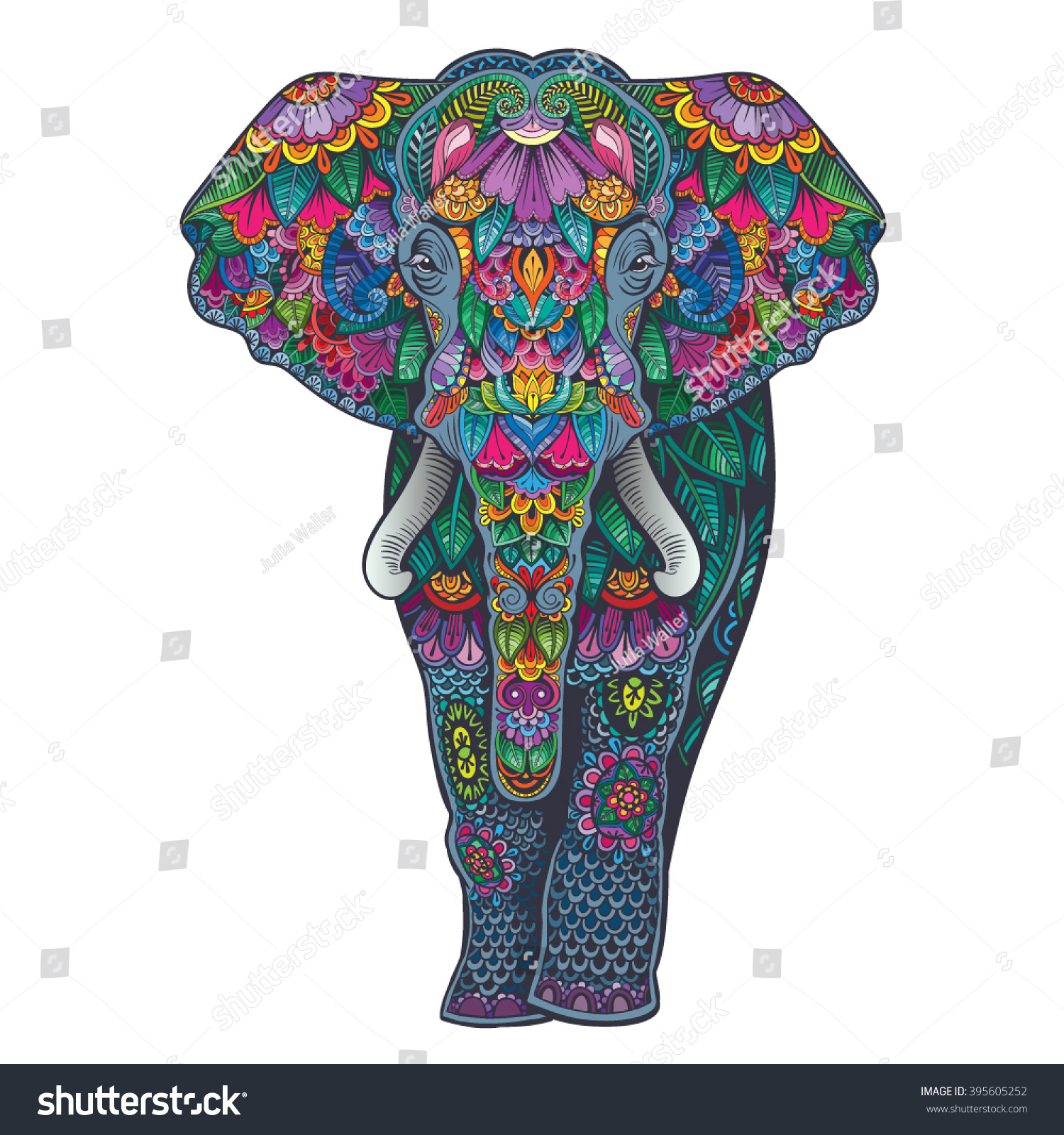 SVG of Vector Color Ornament Elephant Illustration svg