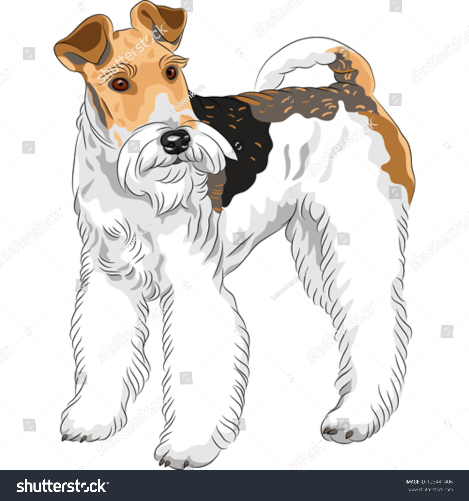 Vector Color Sketch Dog Wire Fox Stock Vector 123441406 Shutterstock