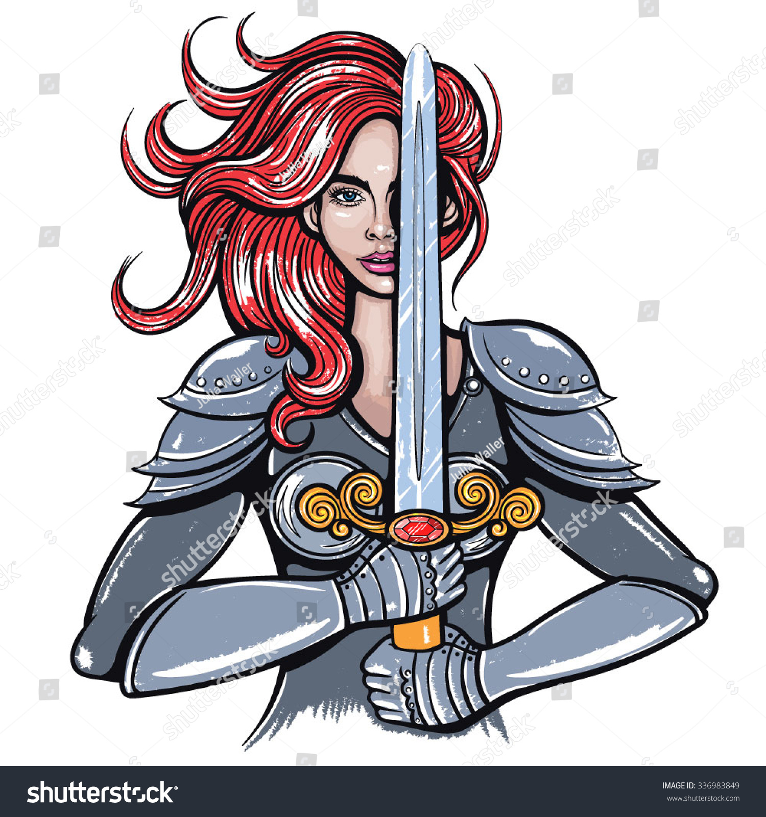 Vector Color Warrior Woman Illustration Stock Vector Royalty Free 336983849 8952