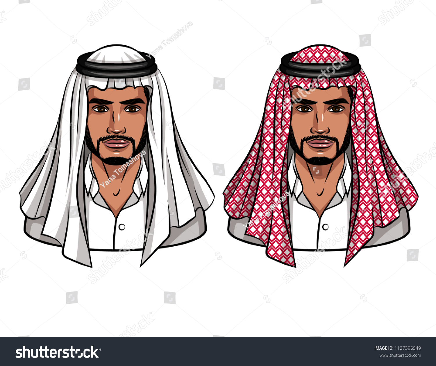 Vector Colorful Cartoon Illustration Muslim Man 스톡 벡터(로열티 프리