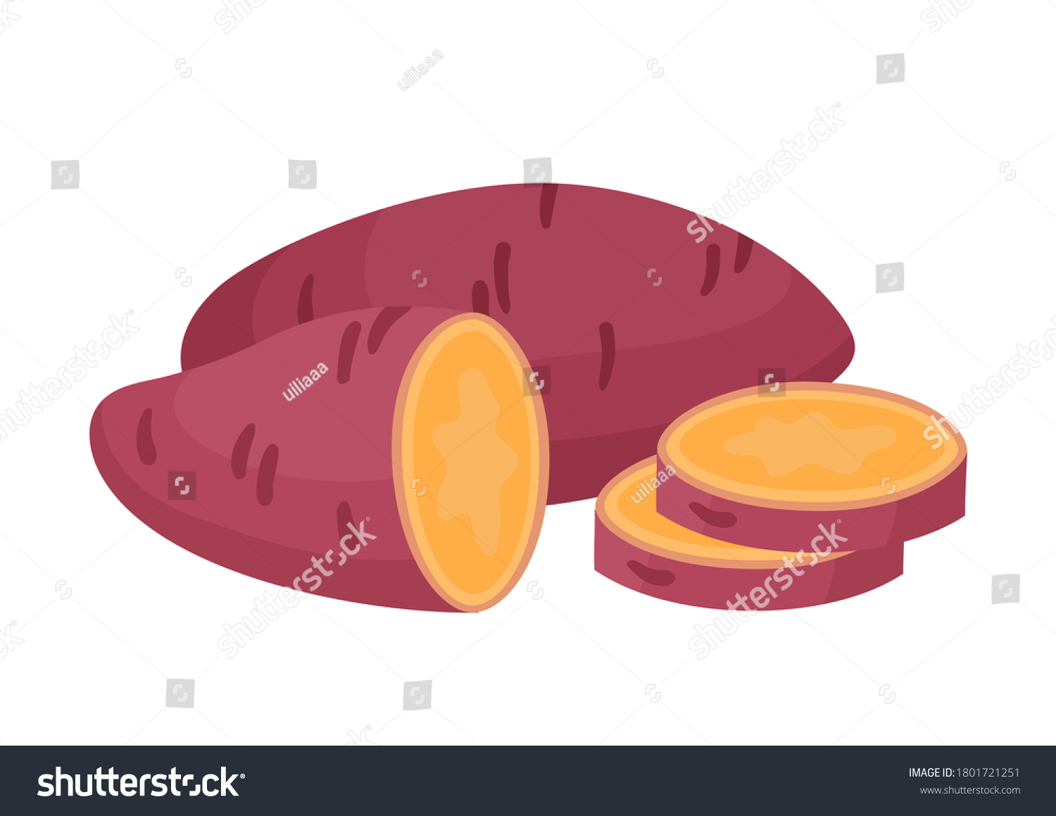 Vector Colorful Composition Sweet Potatoes Isolated Stock Vector 