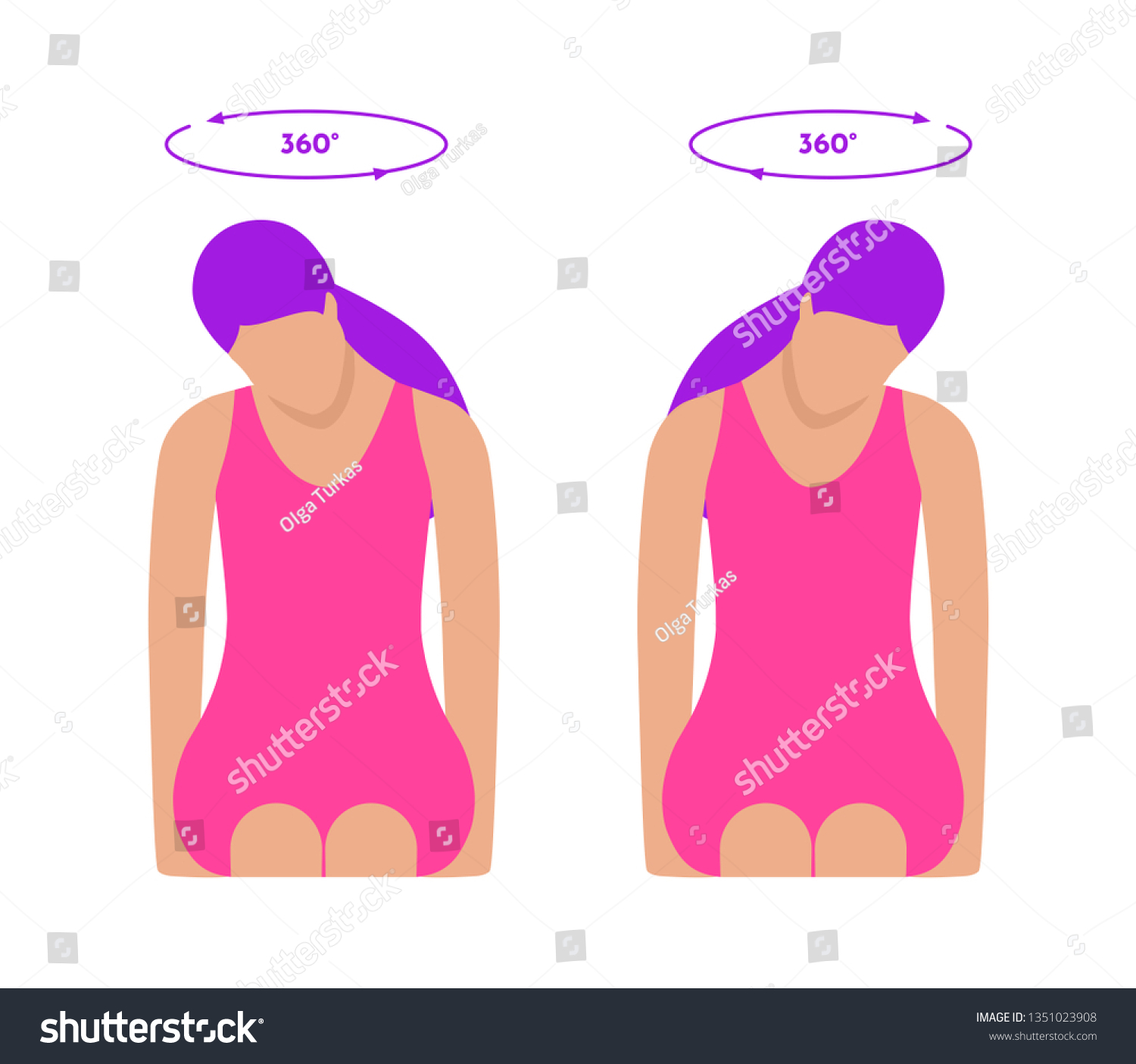 Vector Colorful Flat Illustration Neck Exercises Stock Vector Royalty Free 1351023908