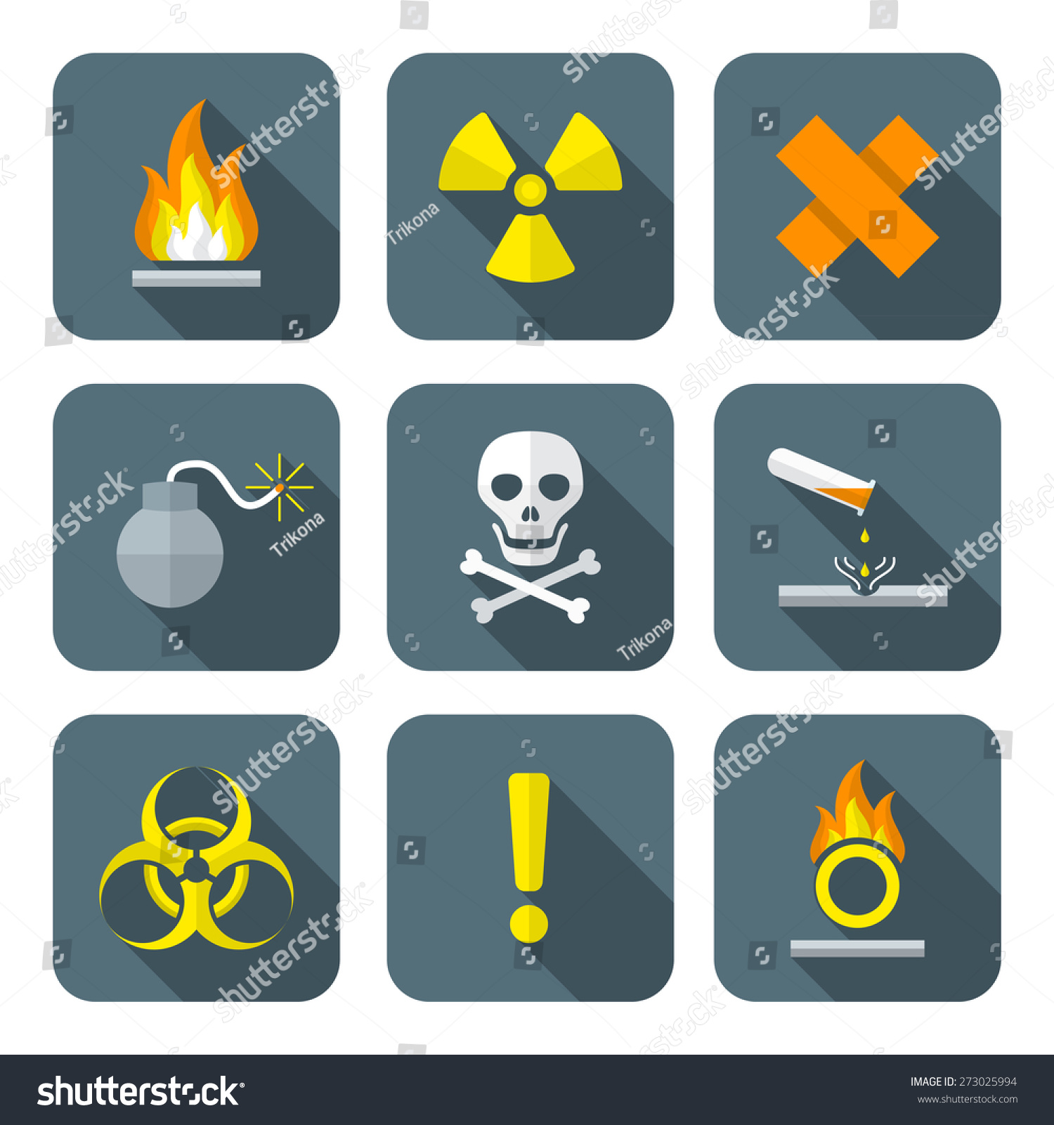 Vector Colorful Flat Style Hazardous Waste Stock Vector (Royalty Free ...