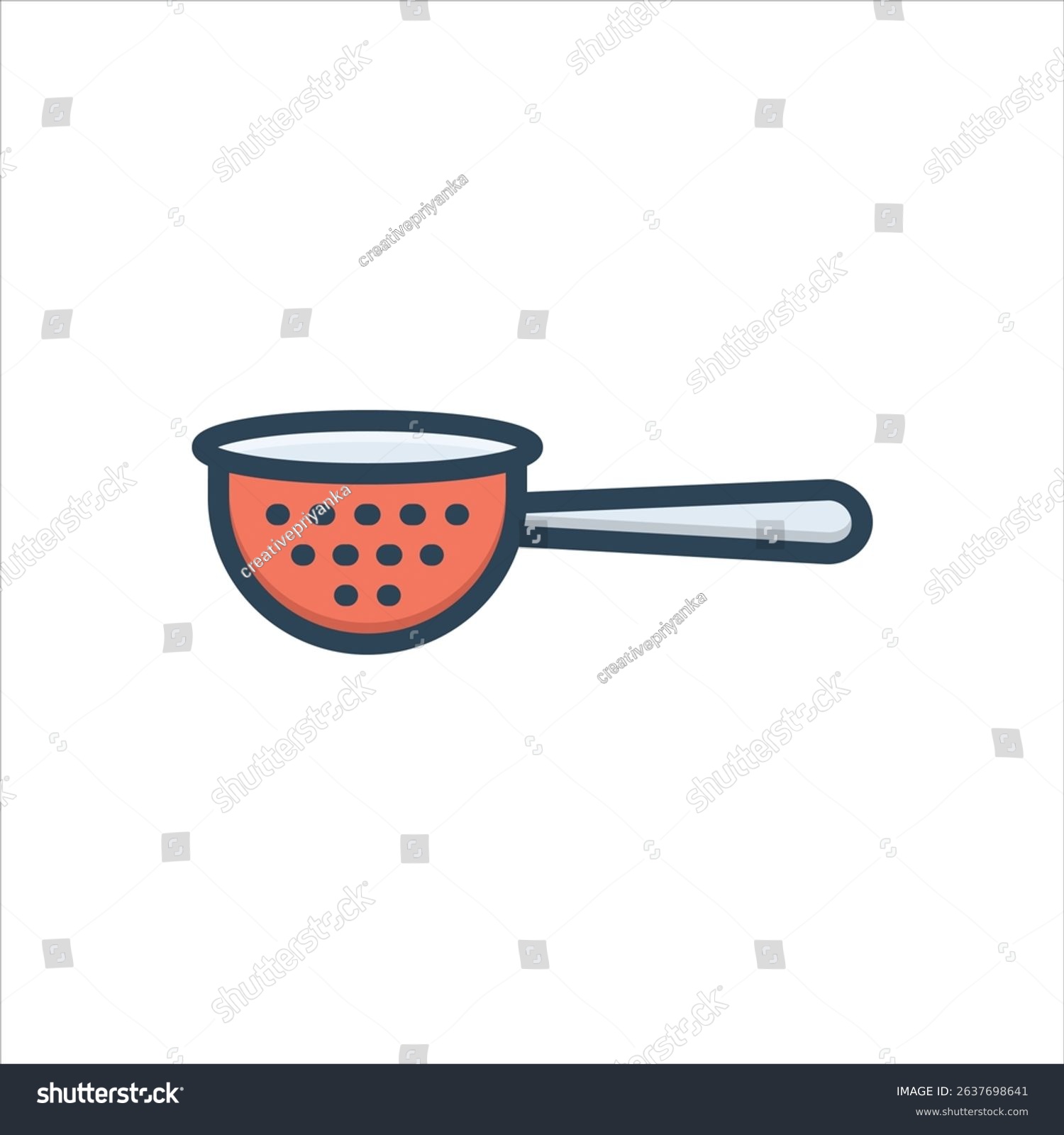 red colander with handle, kitchen utensil clip art preview