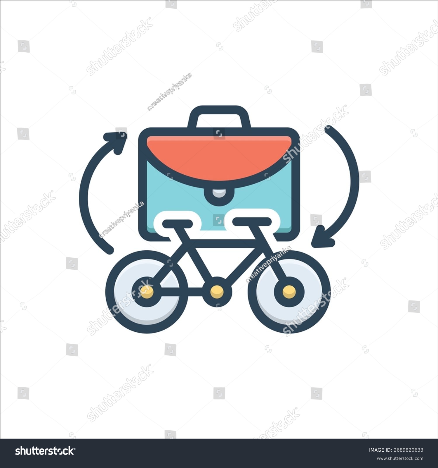 bike with briefcase, blue, red, and arrows clip art preview