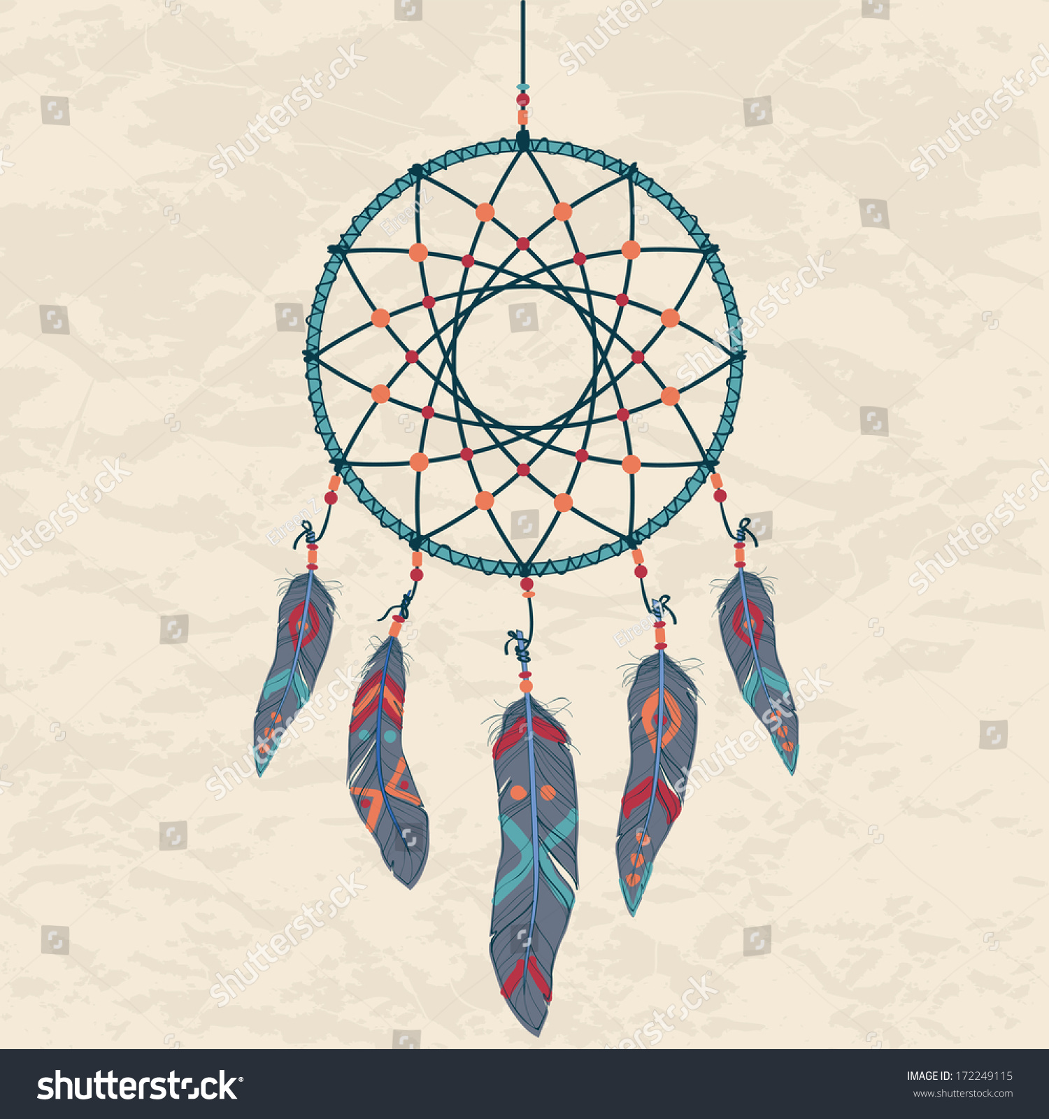 Vector Colorful Illustration Dream Catcher Stock Vector 172249115 ...