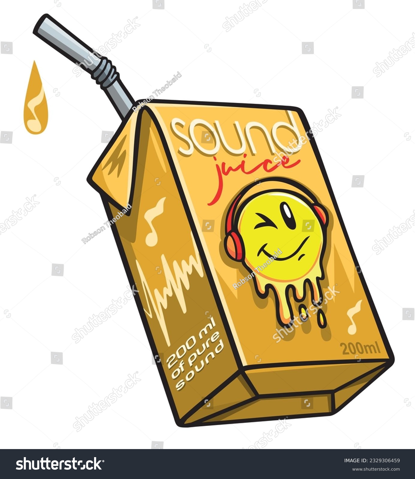 SVG of Vector colorful illustration of music flavor juice box. Artwork in cartoon style. svg