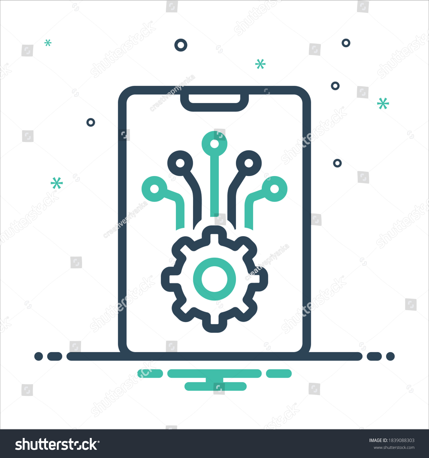 smartphone with gear and circuit design clip art preview