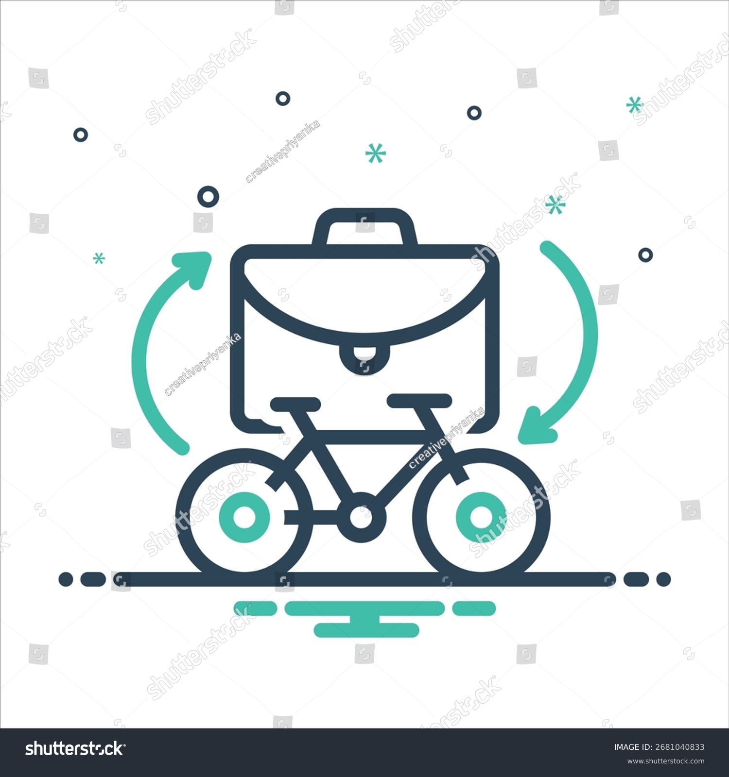 bike with briefcase and arrows, business concept clip art preview