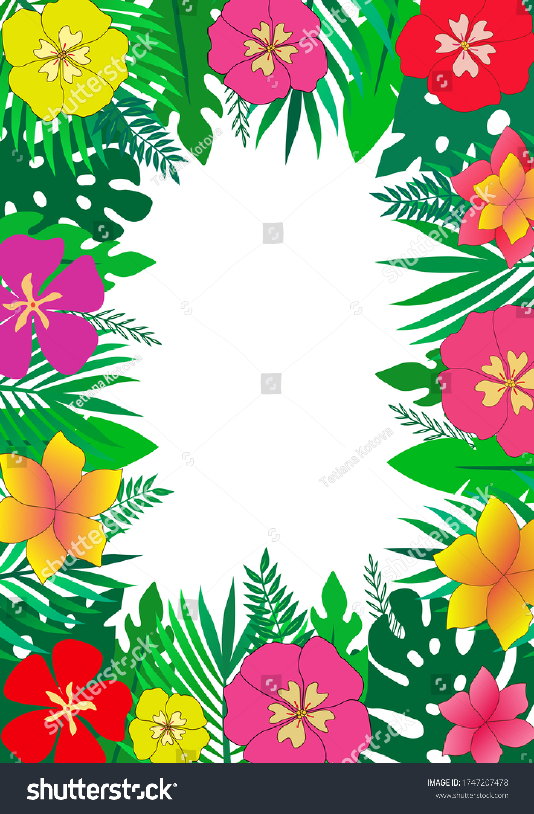 Vector Colorful Tropical Frame Design Greeting Stock Vector (Royalty ...